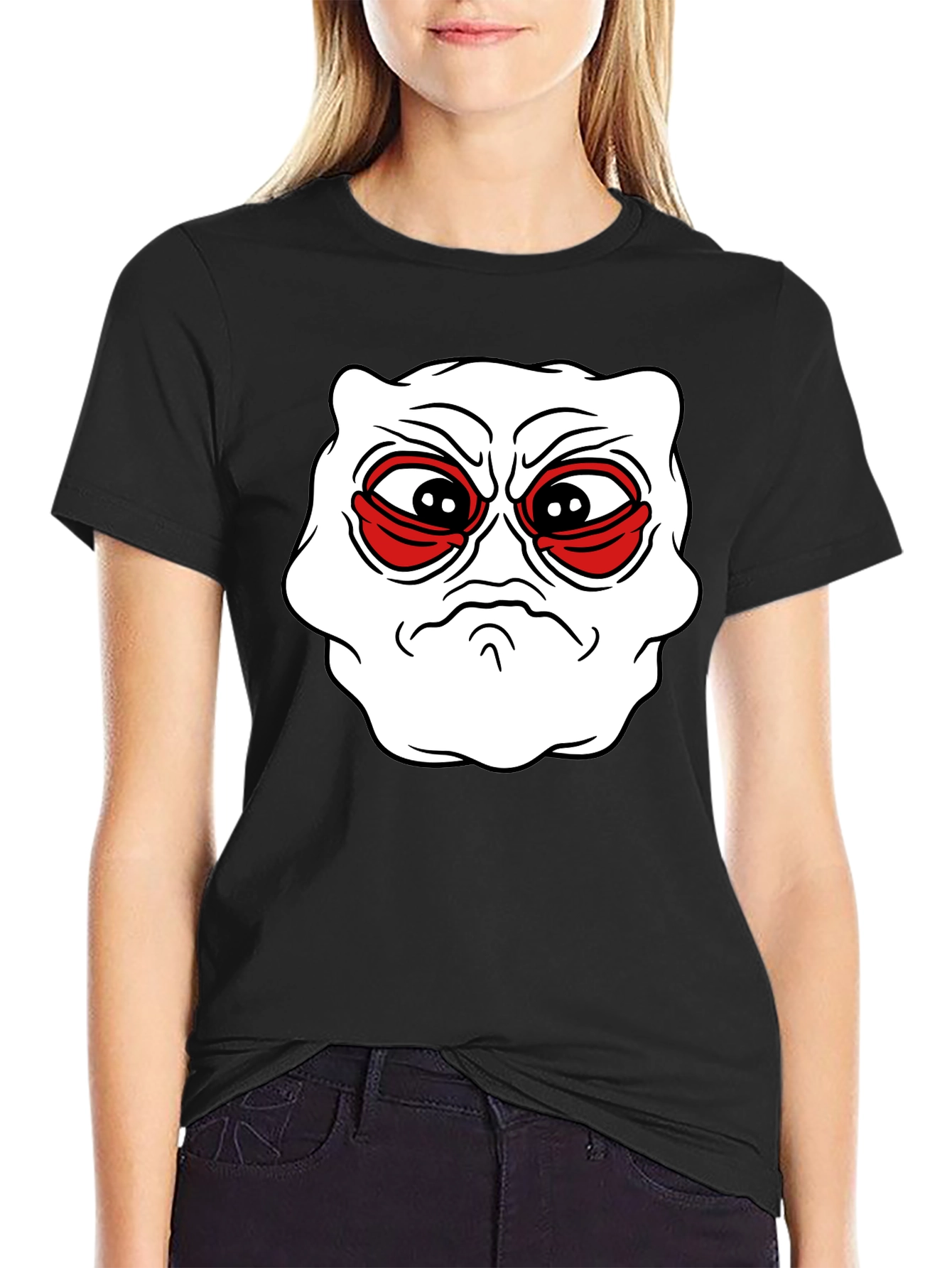 Grumpy Face Graphic Tee - Black