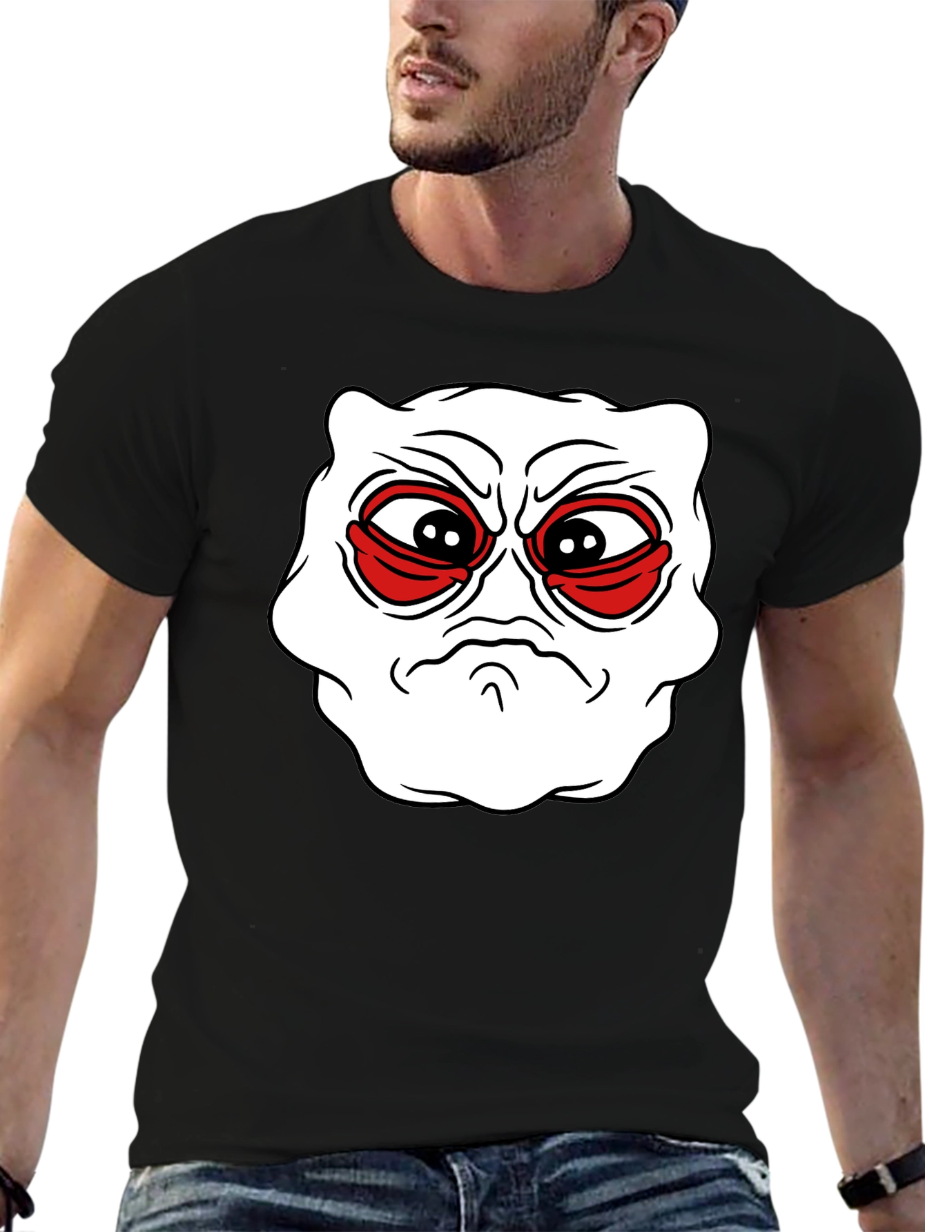 Grumpy Face Graphic Tee - Black