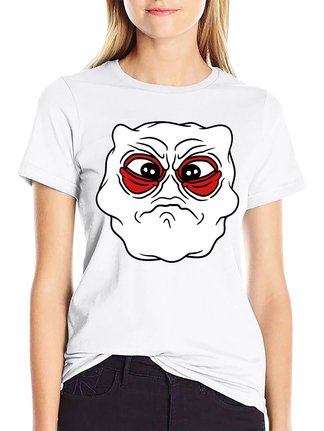 Grumpy Face Graphic Tee - Black