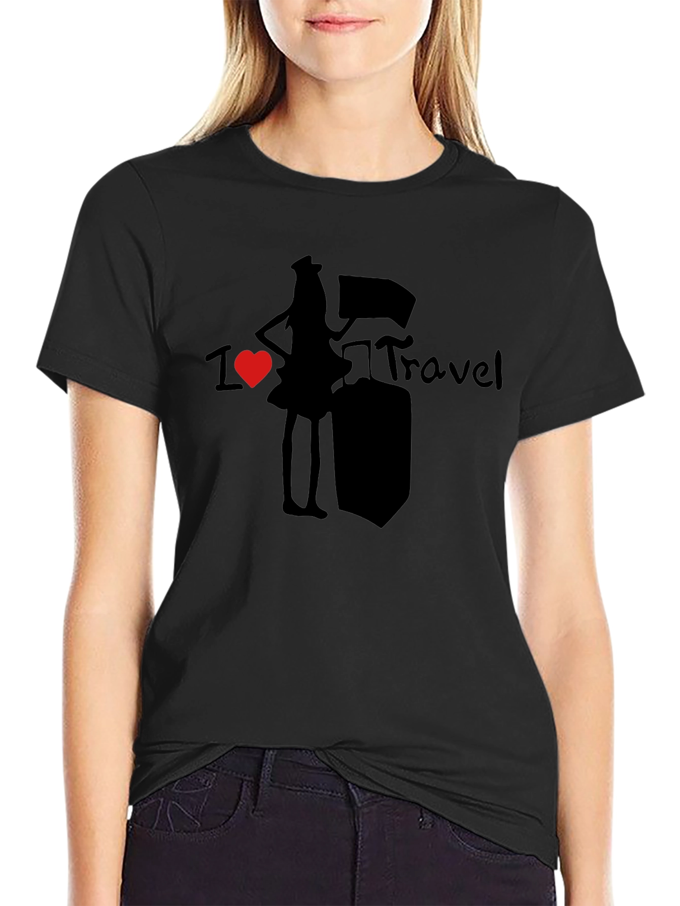 I Heart Travel Graphic T-Shirt - Unisex Black Tee