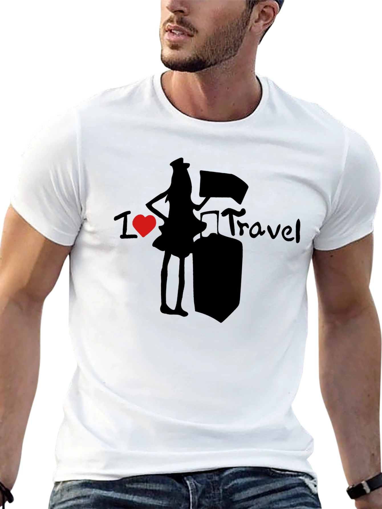I Heart Travel Graphic T-Shirt - Unisex Black Tee