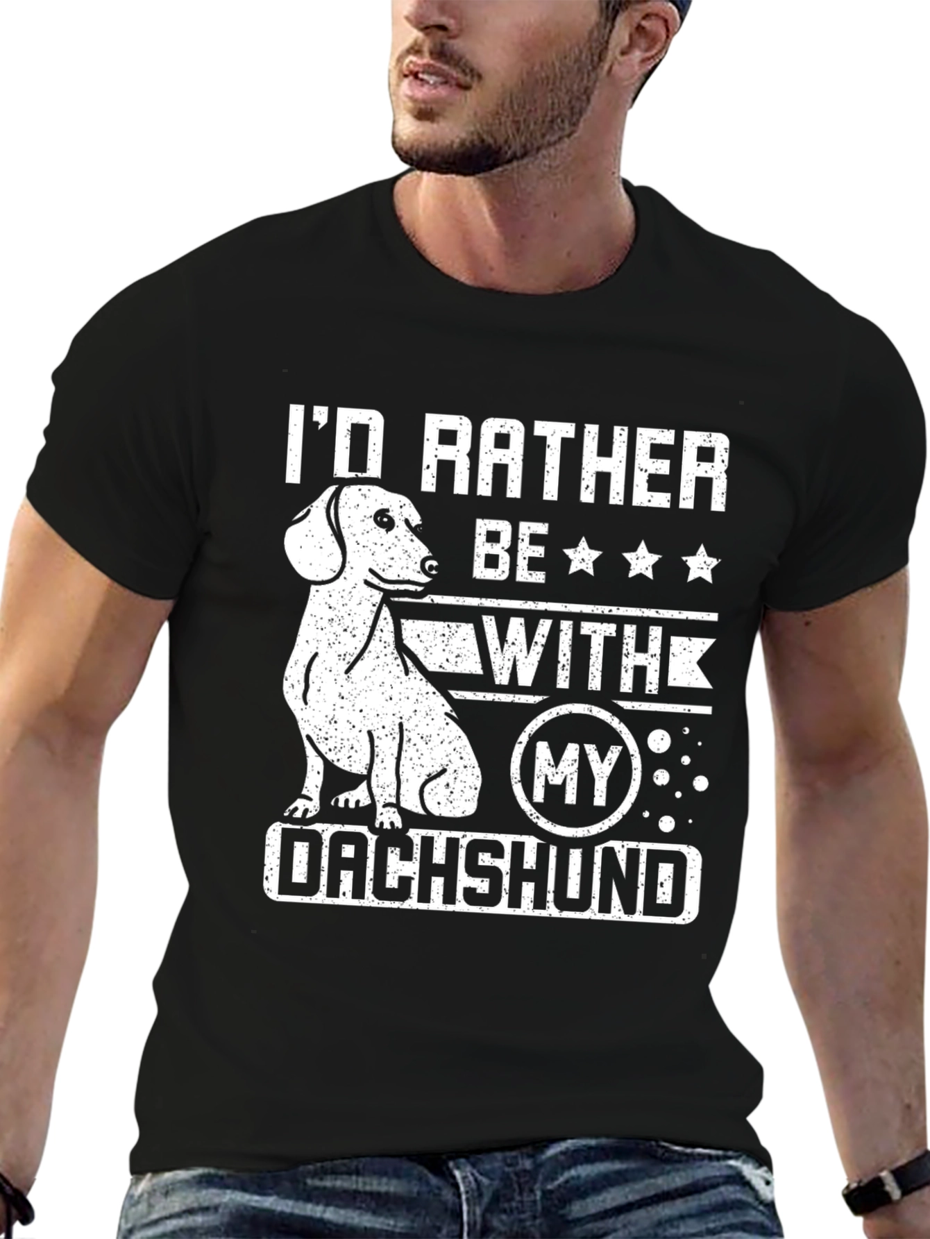 Dachshund Lover T-Shirt Id Rather Be With My Dog