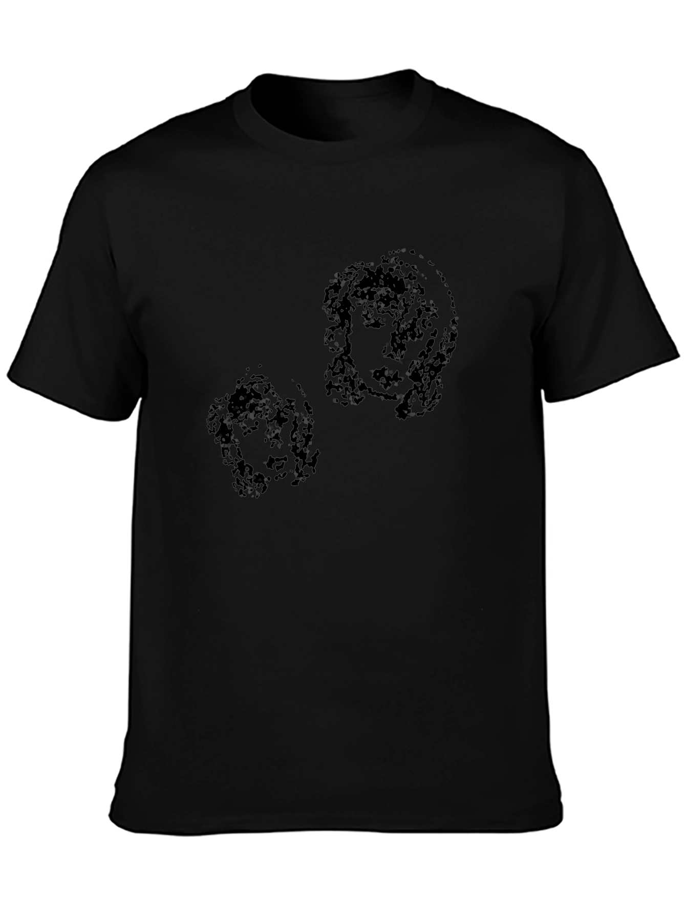 Abstract Portrait Print Black T-Shirt