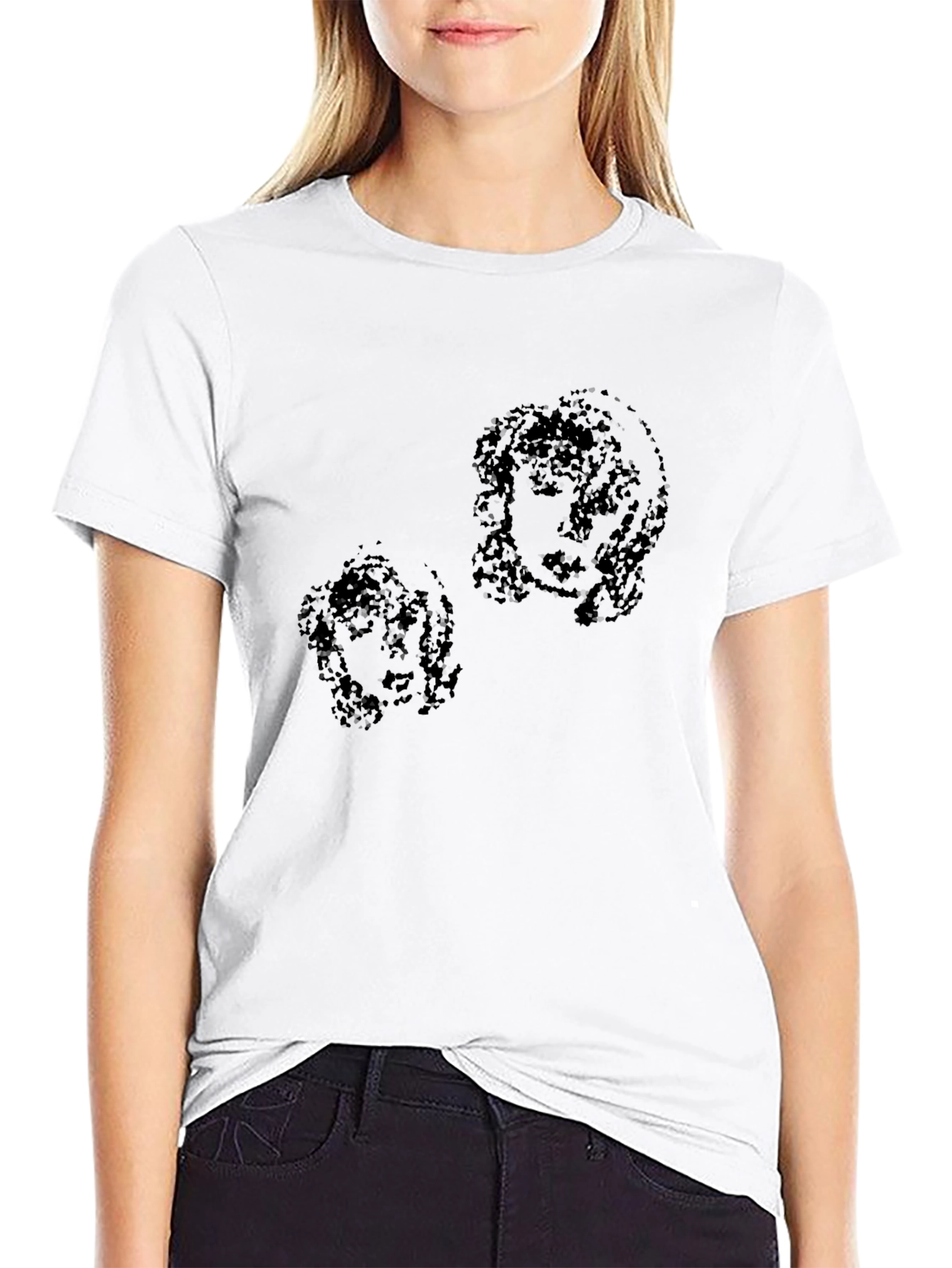 Abstract Portrait Print Black T-Shirt