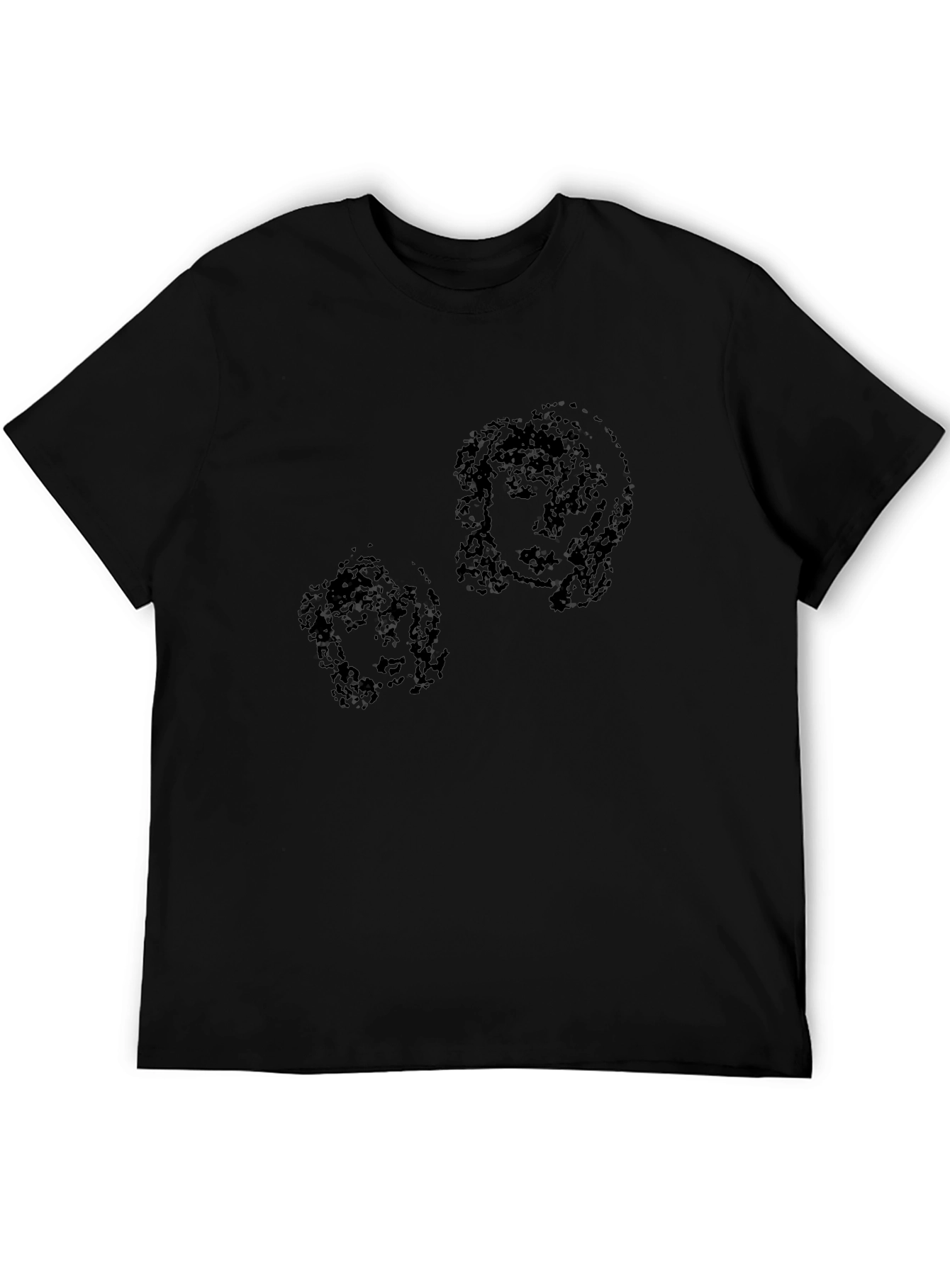 Abstract Portrait Print Black T-Shirt