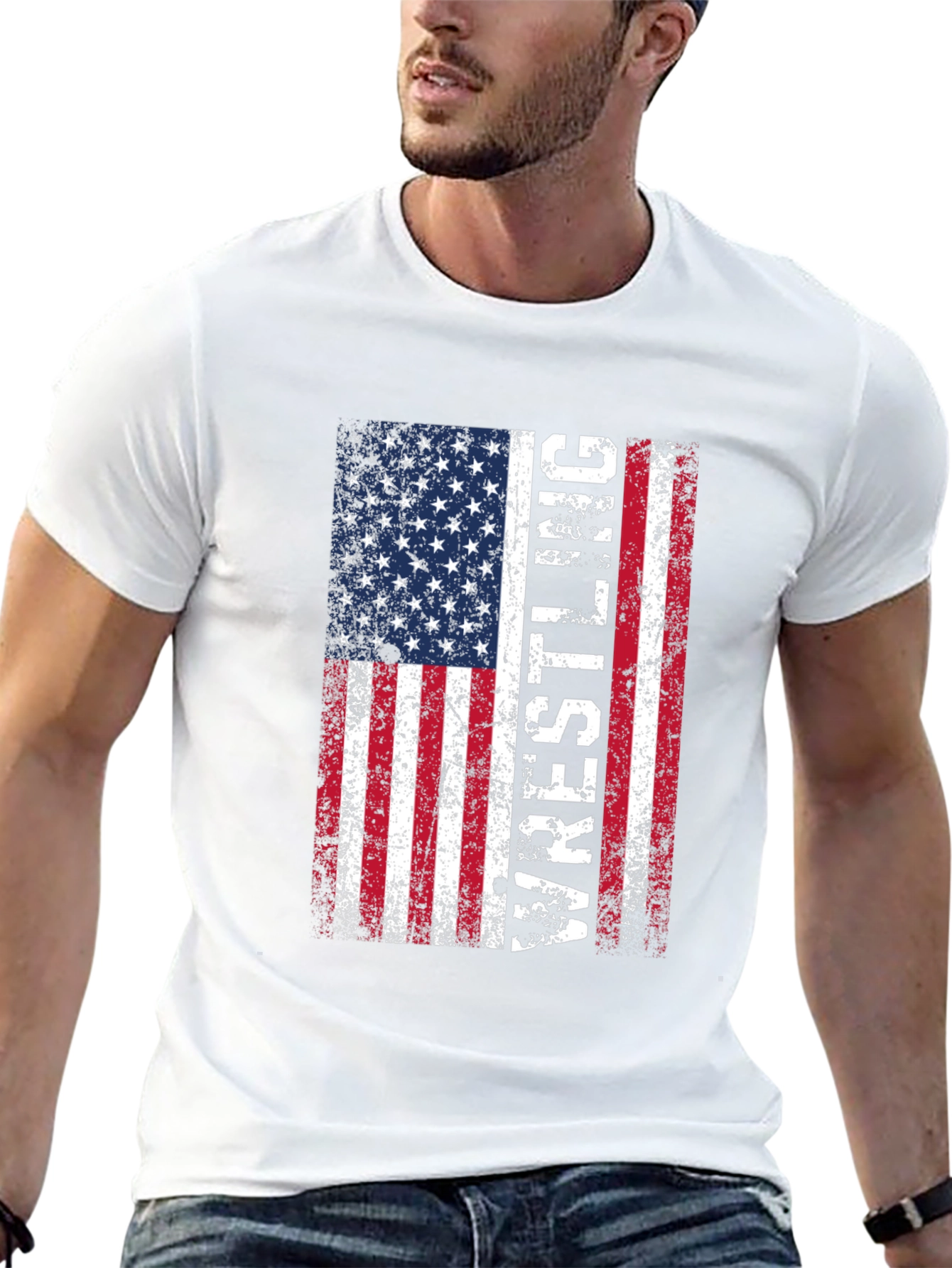 Wrestling USA Flag T-Shirt - Patriotic Sports Tee
