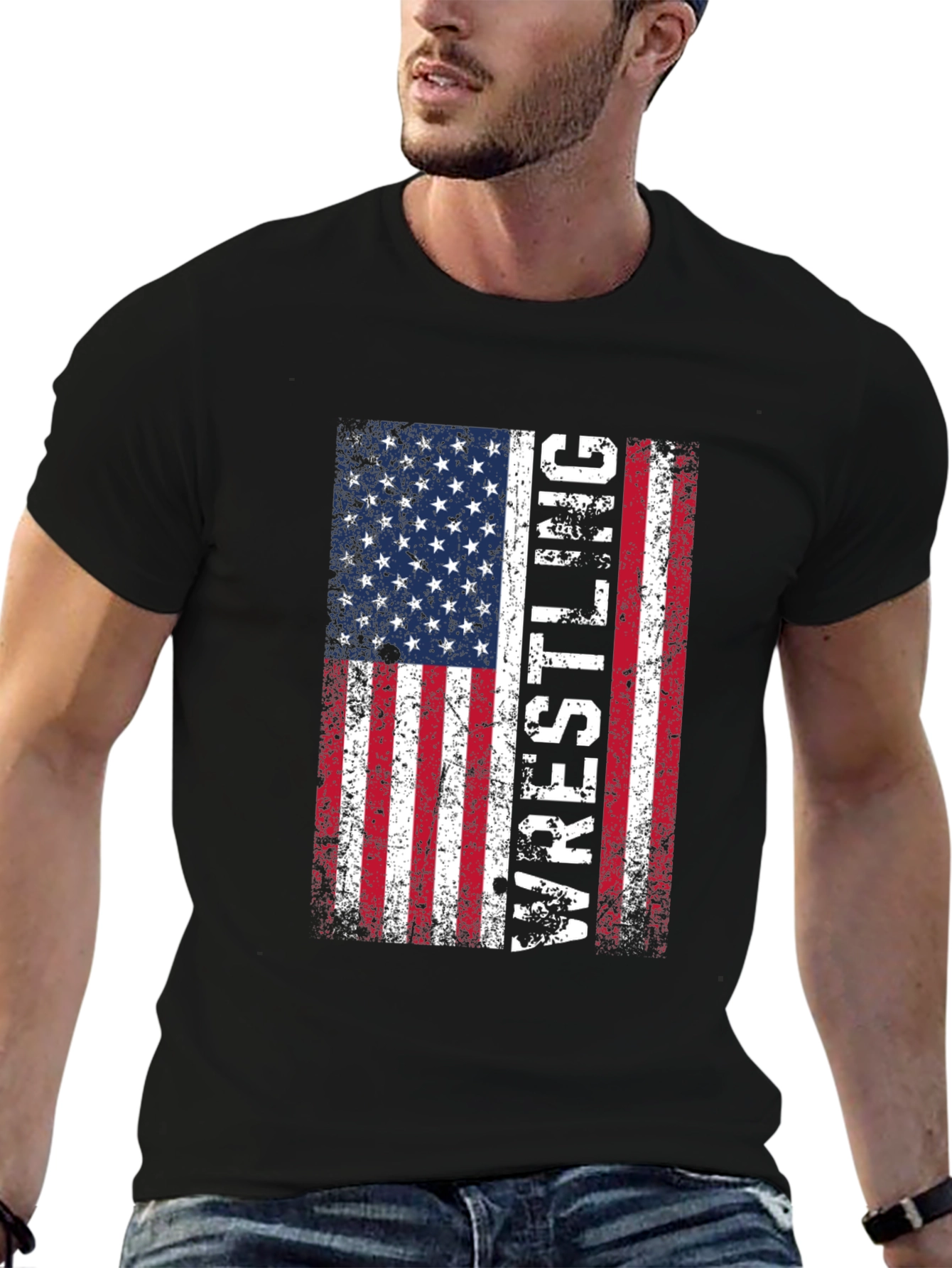 Wrestling USA Flag T-Shirt - Patriotic Sports Tee