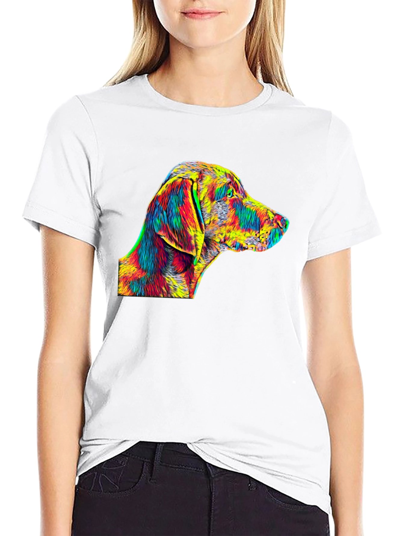 Vibrant Dog Art Black T-Shirt