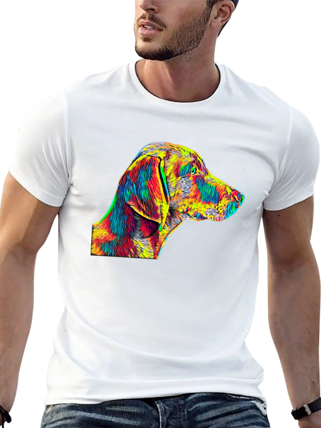 Vibrant Dog Art Black T-Shirt