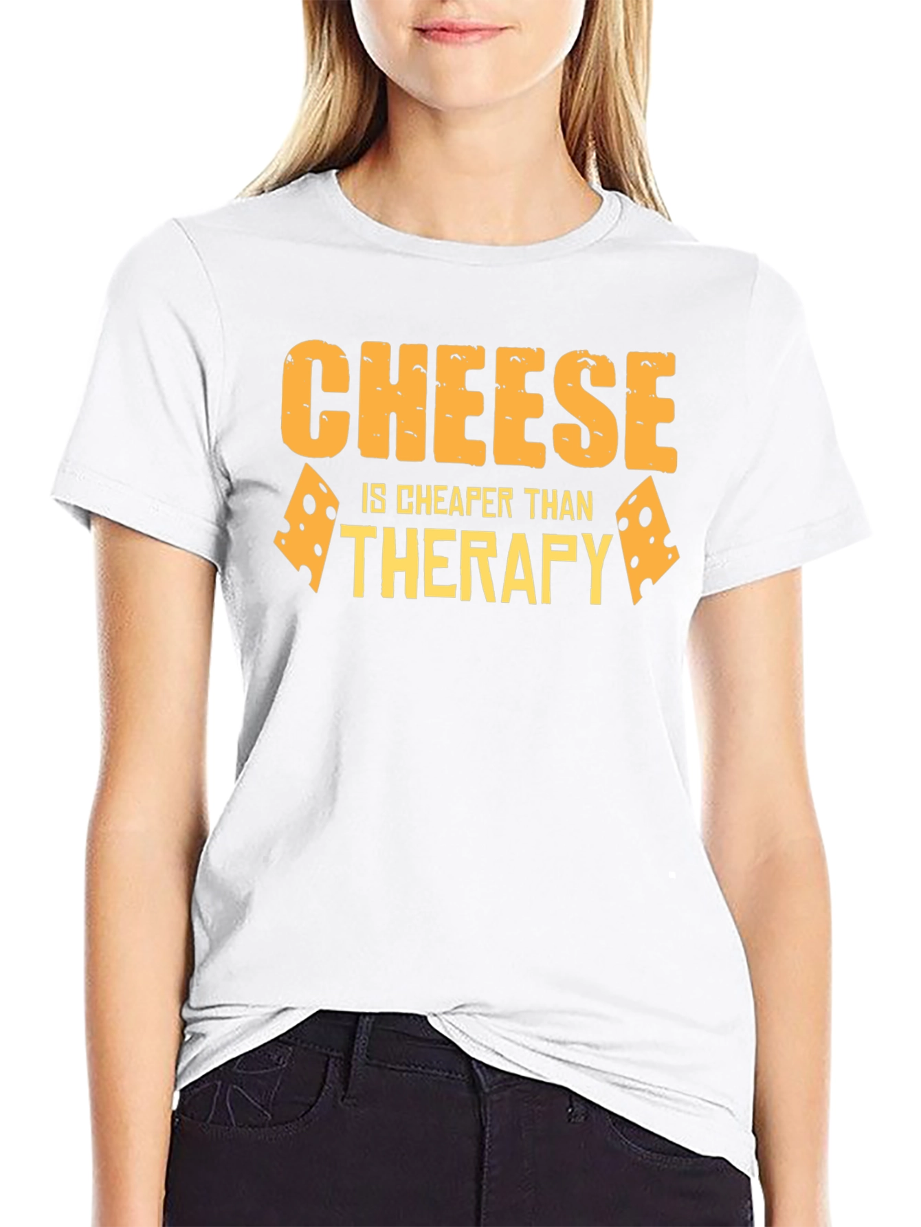 Cheese is Cheaper Than Therapy Black T-Shirt