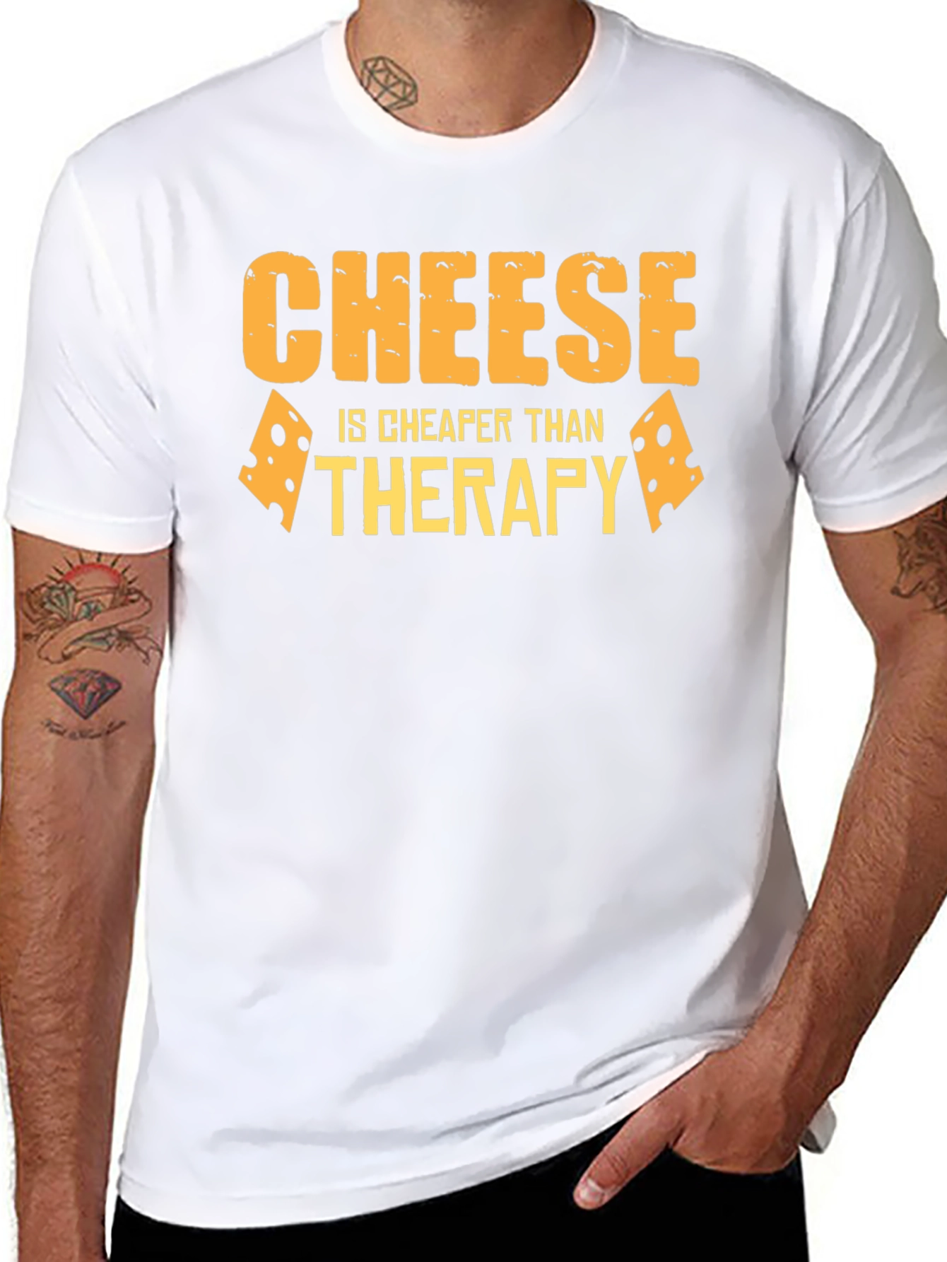 Cheese is Cheaper Than Therapy Black T-Shirt