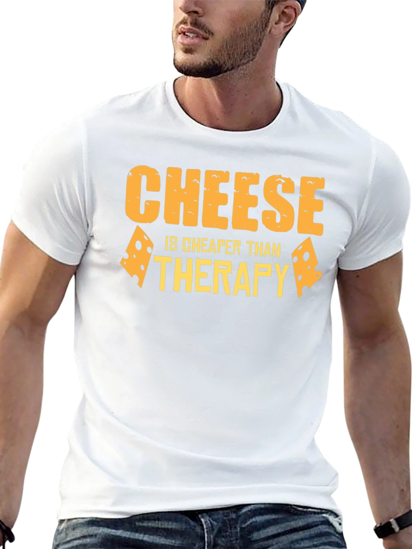 Cheese is Cheaper Than Therapy Black T-Shirt
