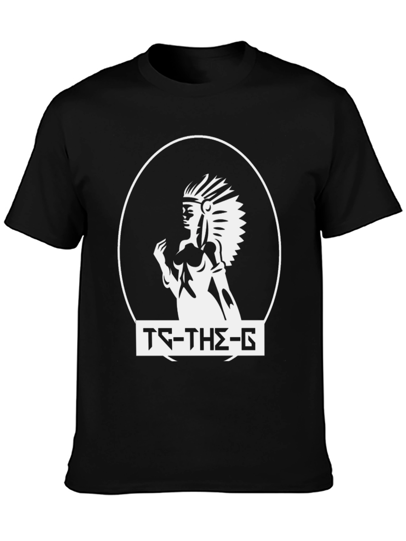 Black T-Shirt with Indian Headdress Graphic