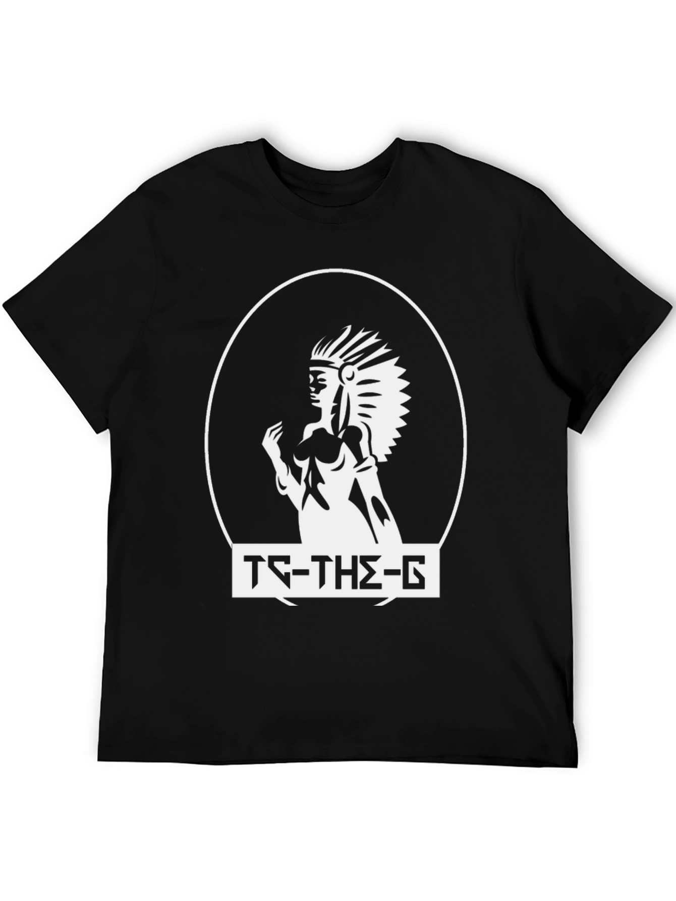 Black T-Shirt with Indian Headdress Graphic