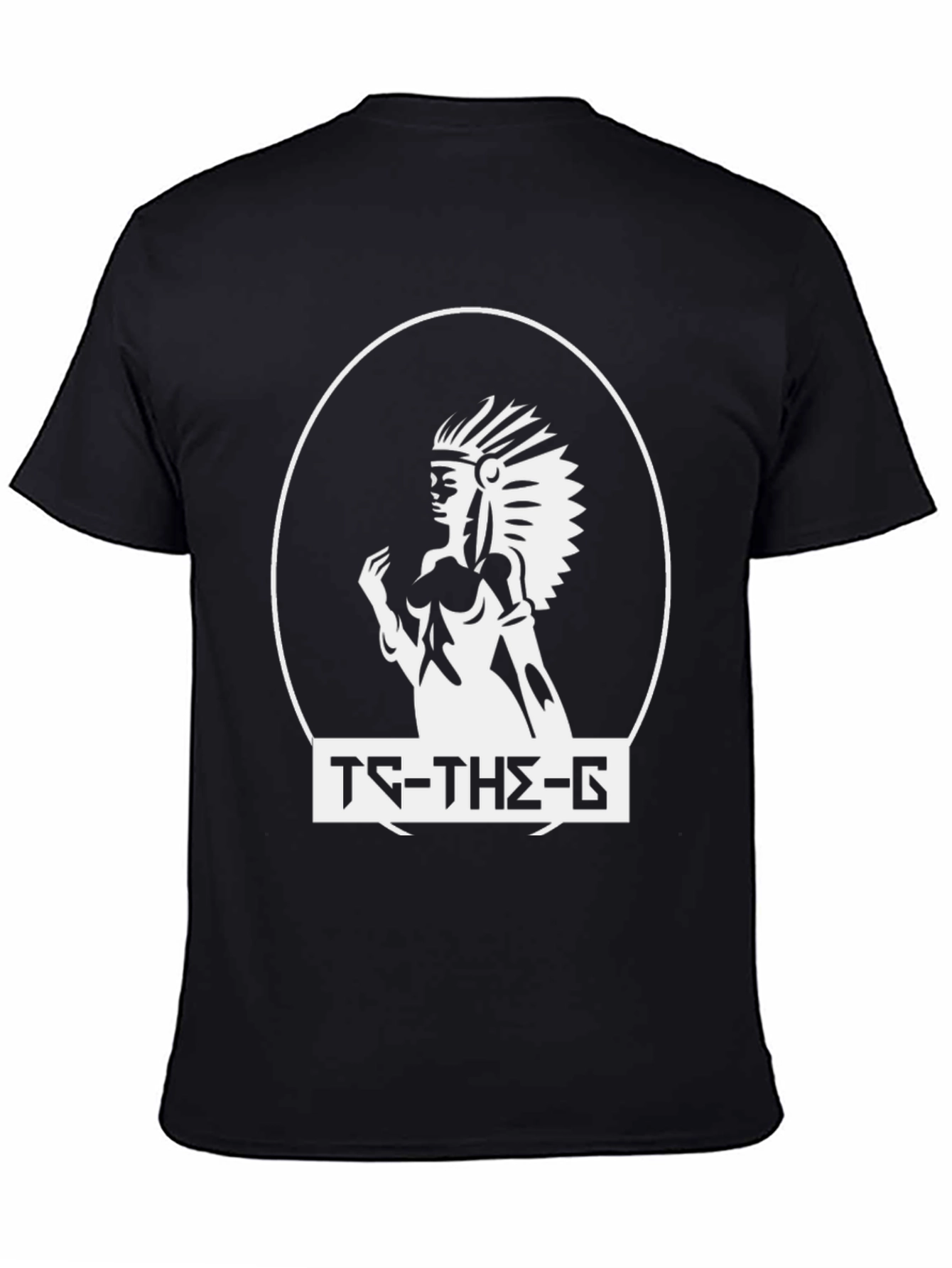 Black T-Shirt with Indian Headdress Graphic