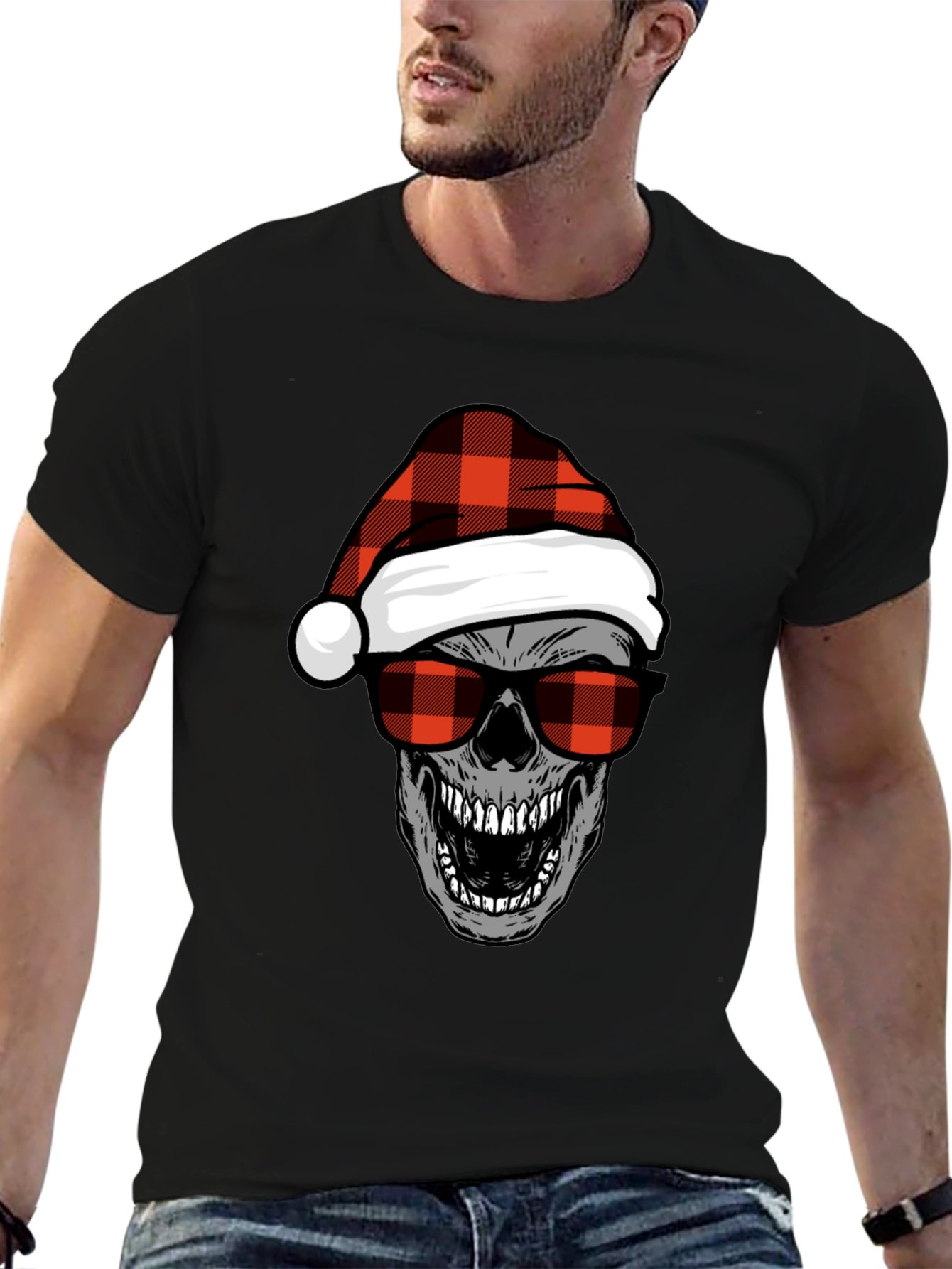 Skull with Santa Hat Graphic Tee