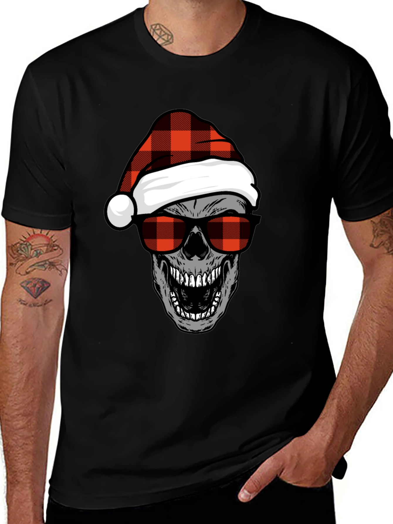 Skull with Santa Hat Graphic Tee