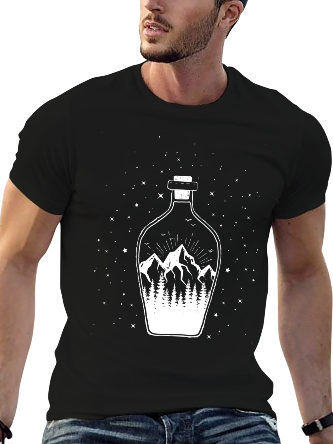 Mountain Landscape Graphic Tee - Mens Black T-Shirt