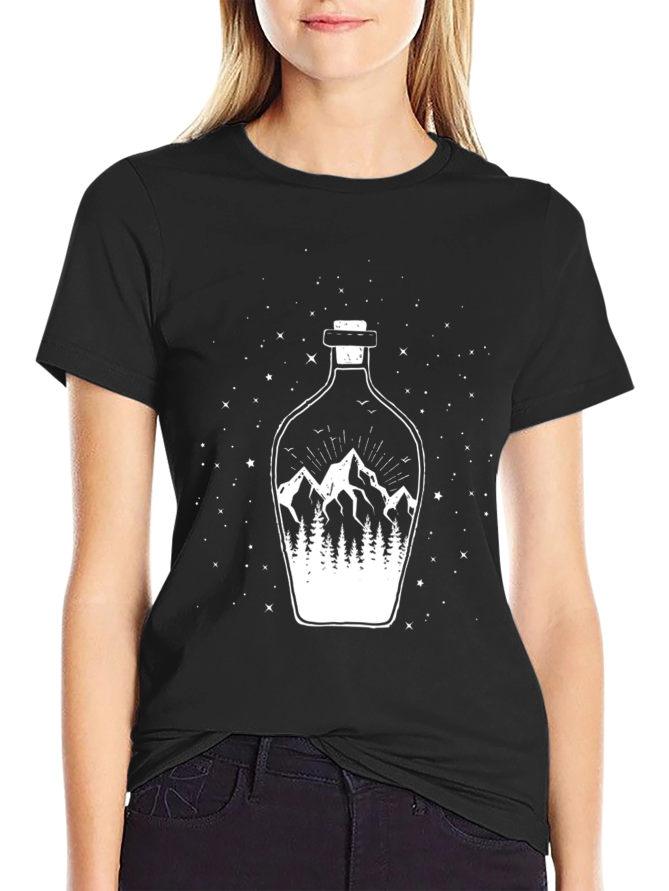 Mountain Landscape Graphic Tee - Mens Black T-Shirt