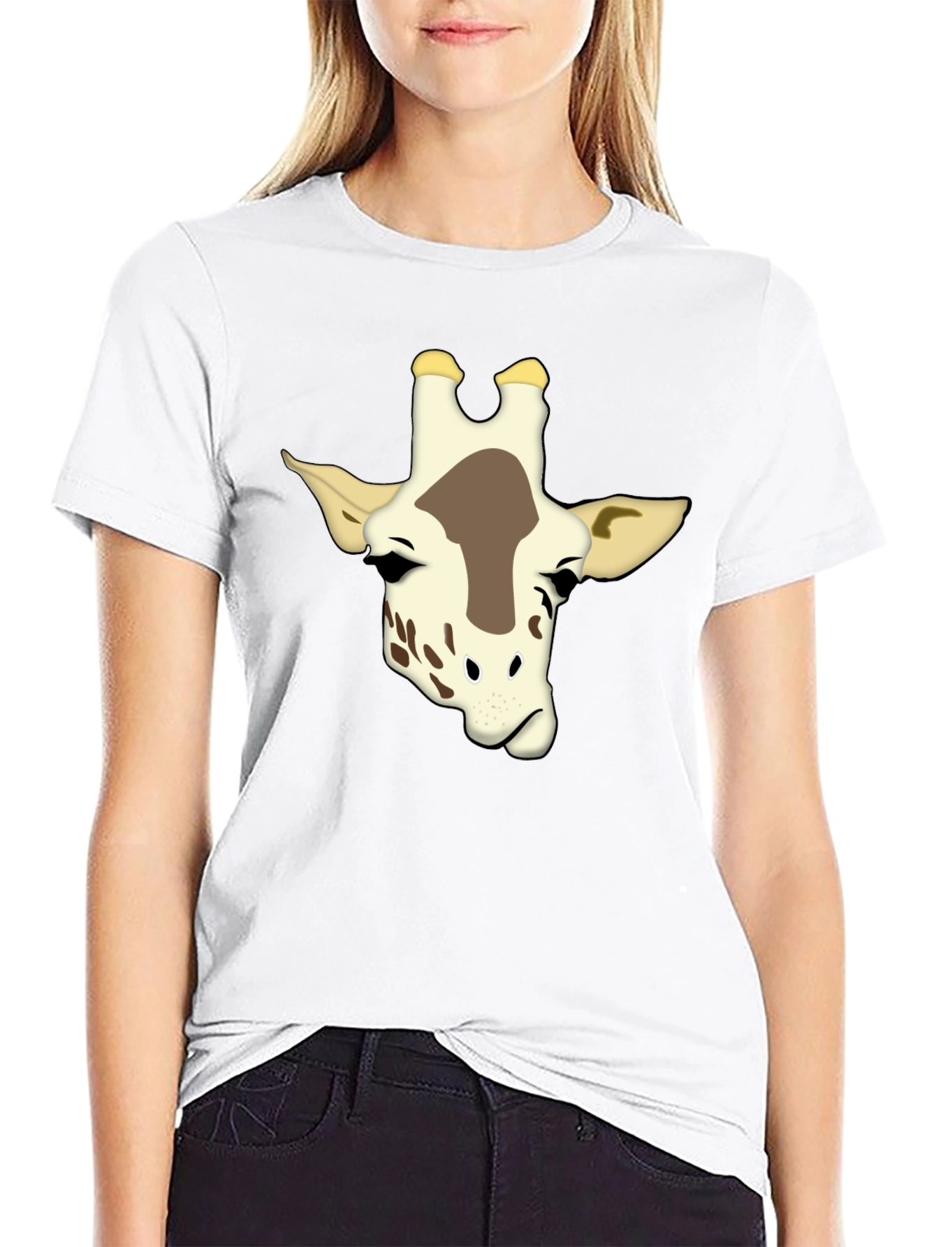 Giraffe Graphic Print Black T-Shirt