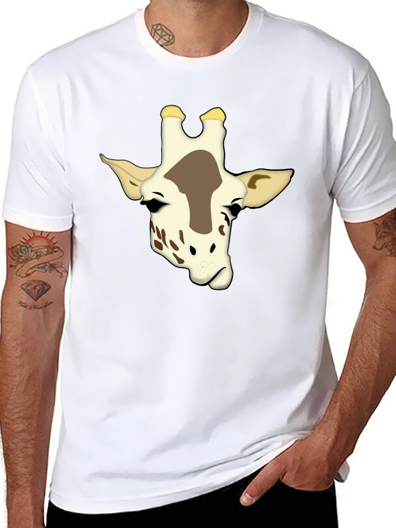 Giraffe Graphic Print Black T-Shirt