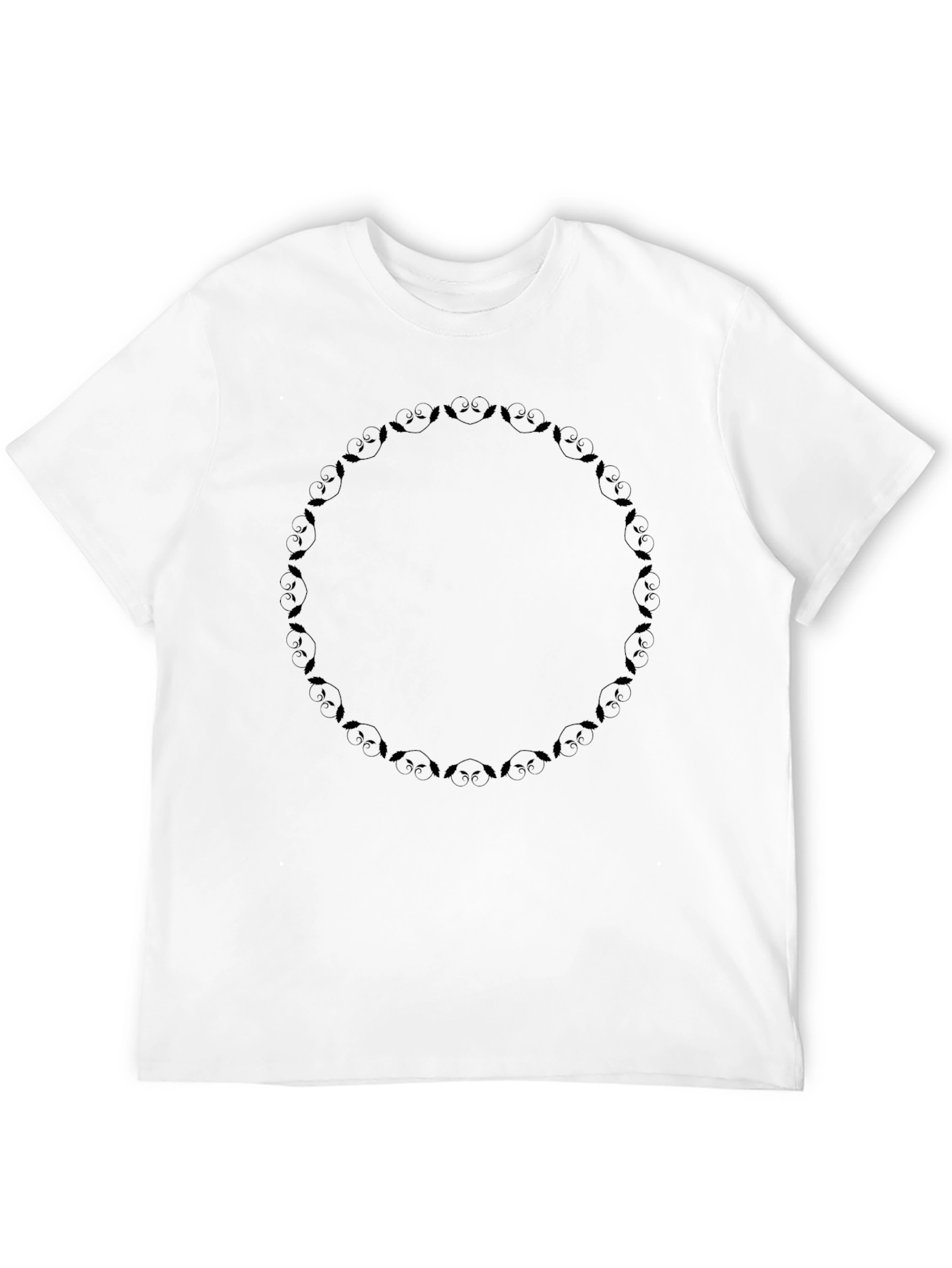 Black Graphic Tee: Owl Wreath Design