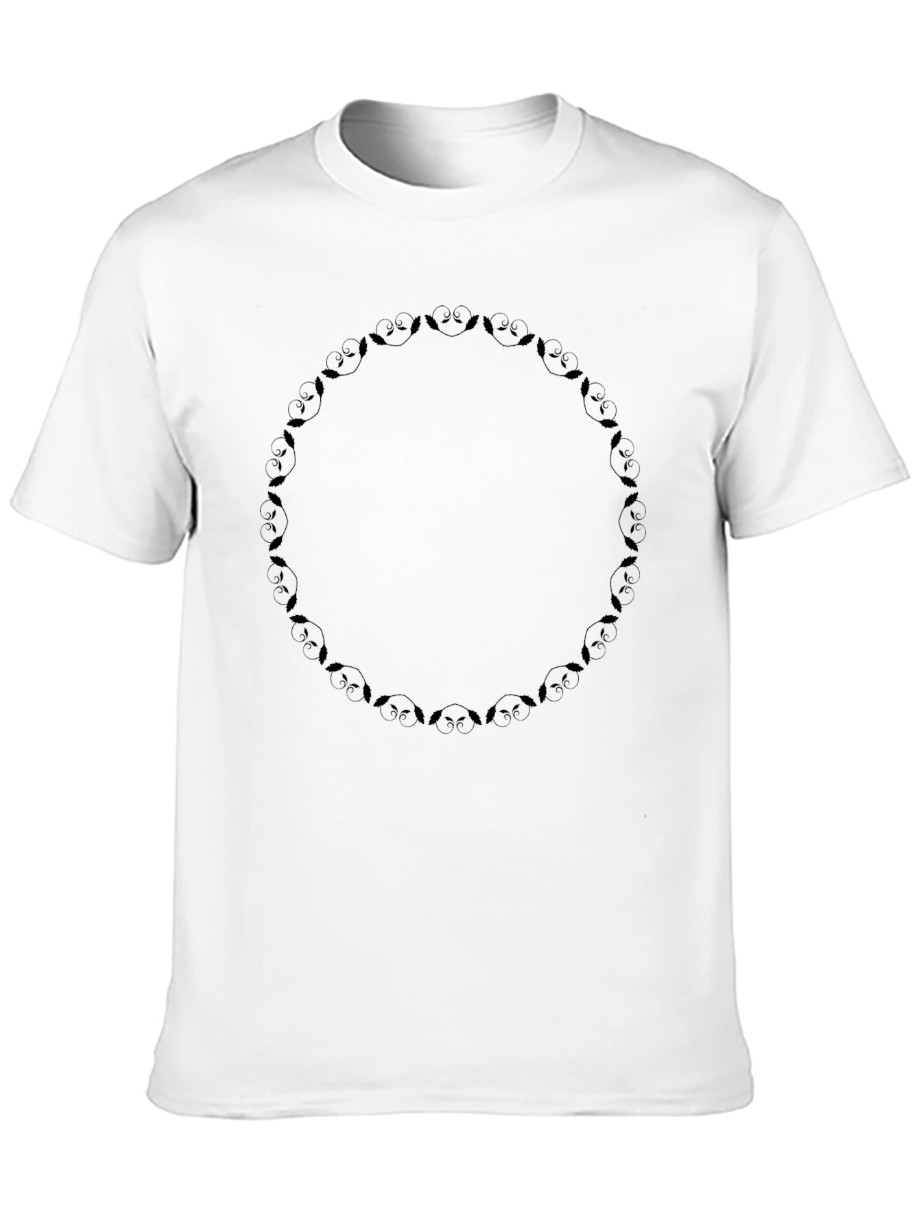 Black Graphic Tee: Owl Wreath Design