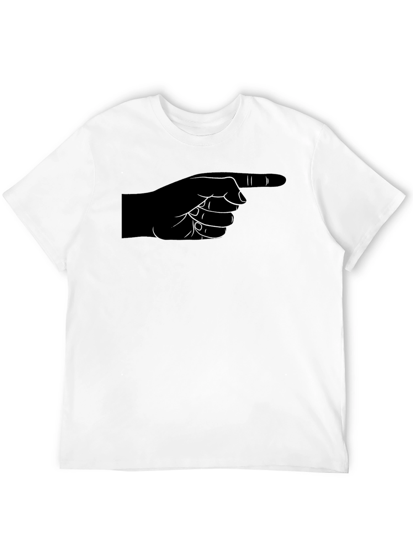 Pointing Finger Graphic Tee - Black Cotton Casual Shirt
