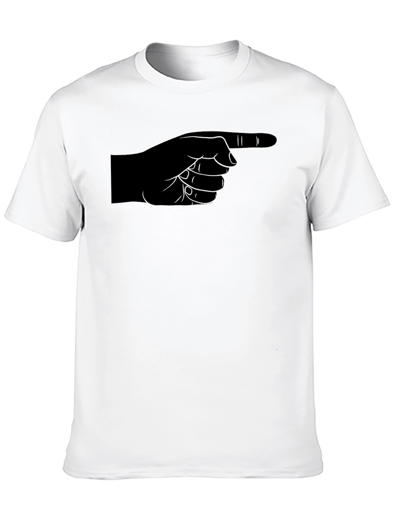 Pointing Finger Graphic Tee - Black Cotton Casual Shirt