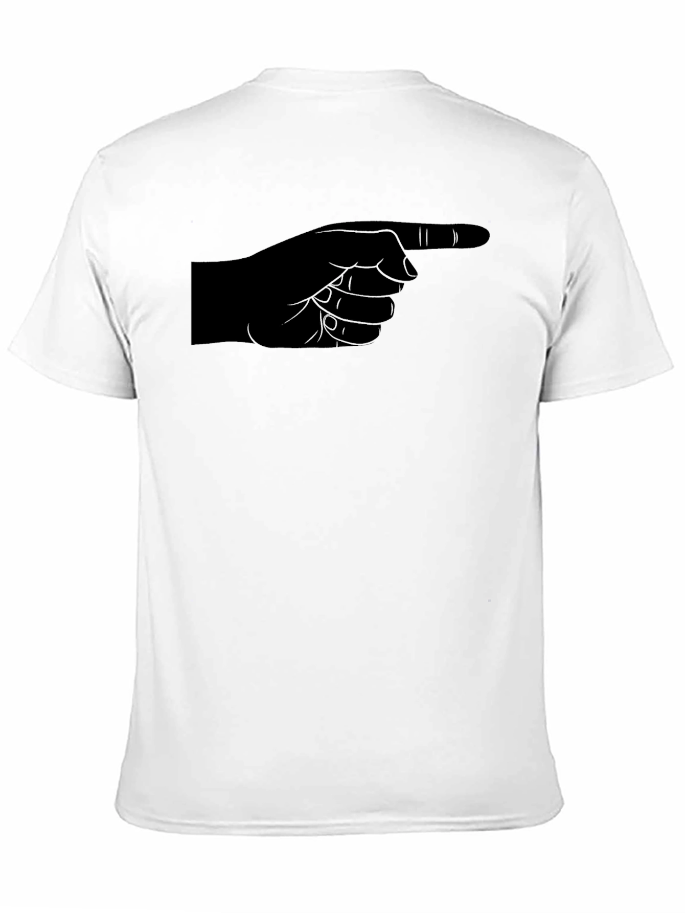 Pointing Finger Graphic Tee - Black Cotton Casual Shirt
