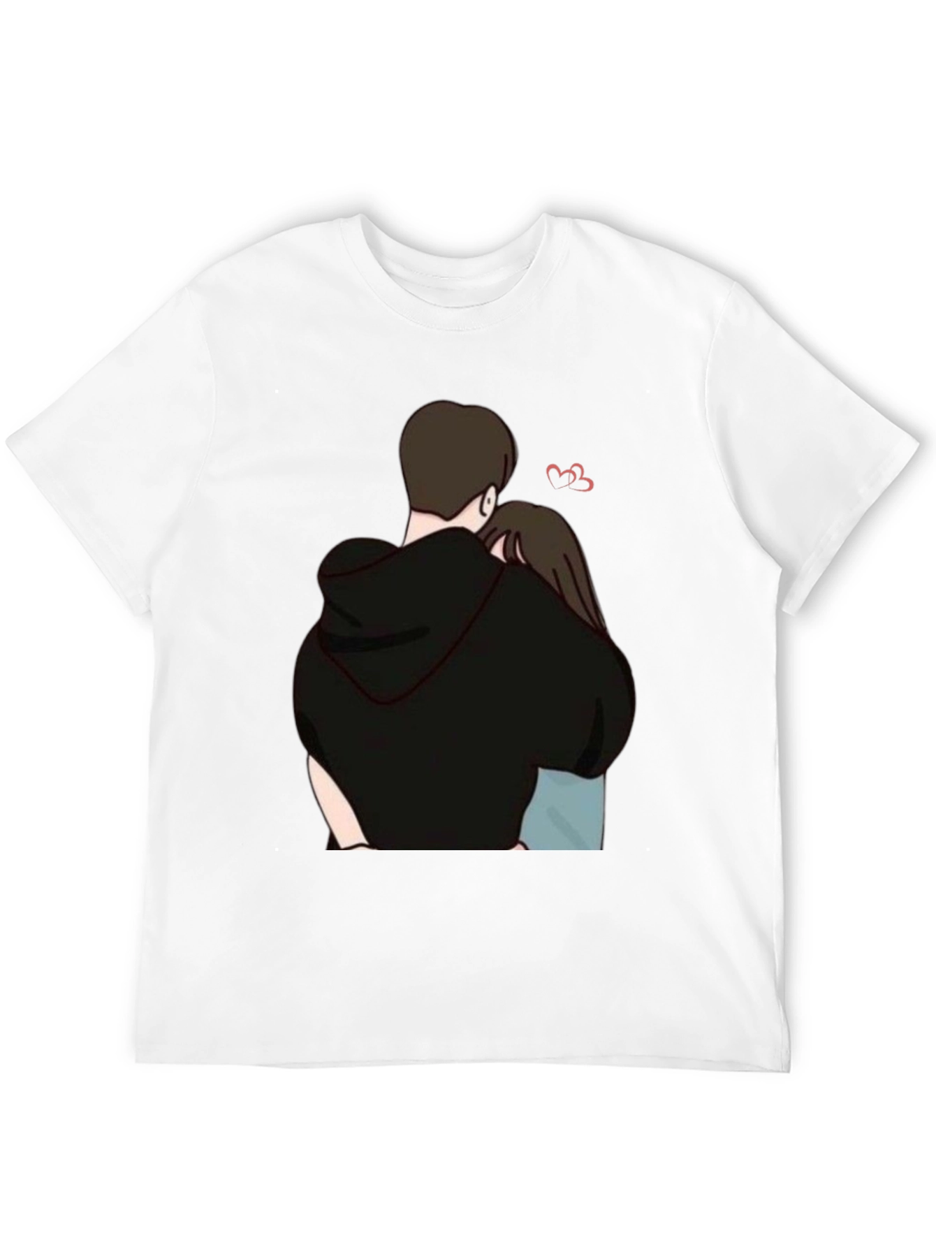 Couple Hug Graphic Tee - Soft Cotton Blend