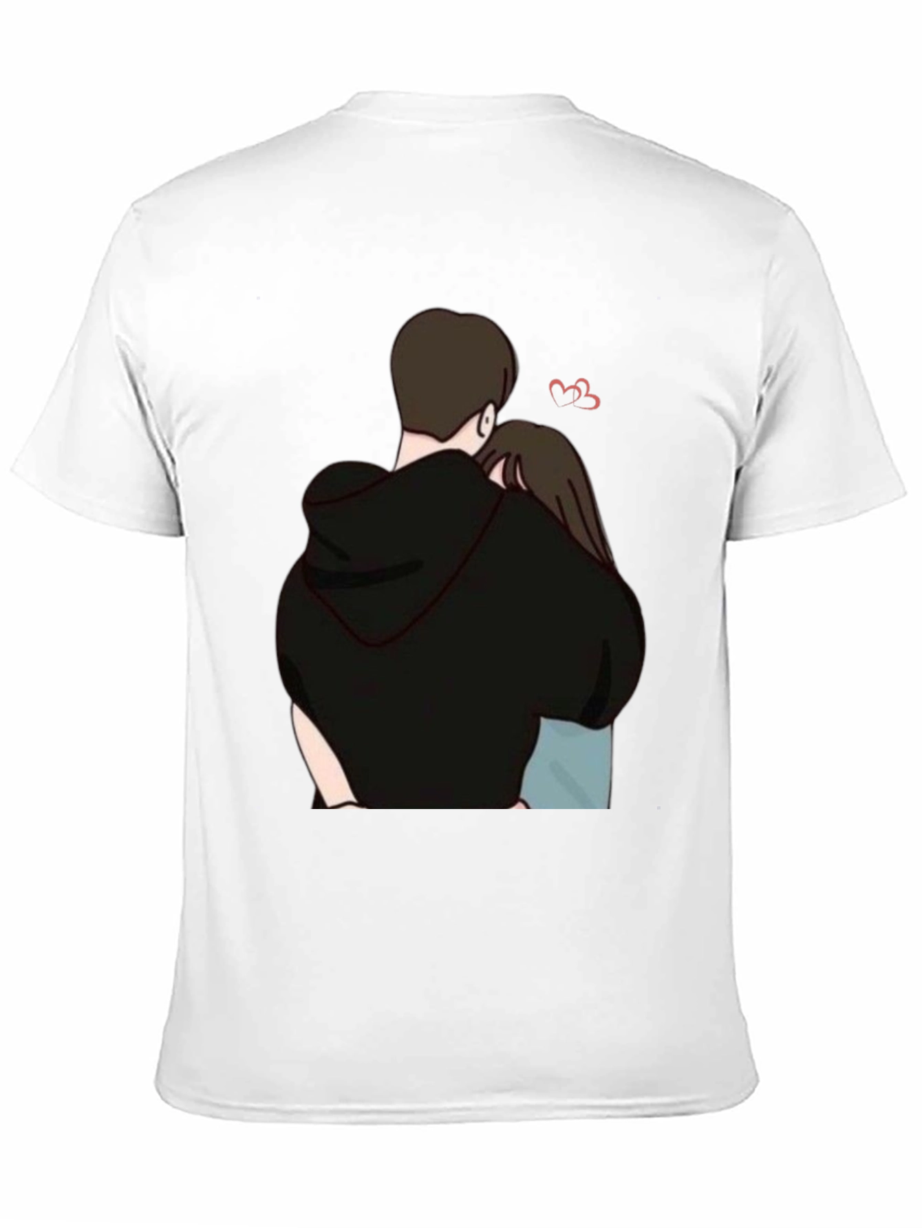 Couple Hug Graphic Tee - Soft Cotton Blend