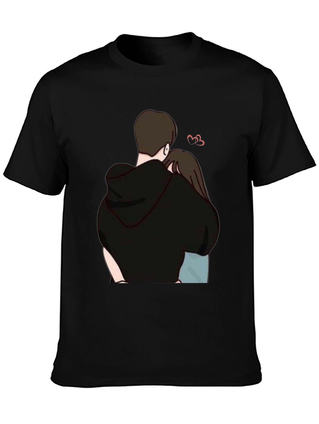 Couple Hug Graphic Tee - Soft Cotton Blend