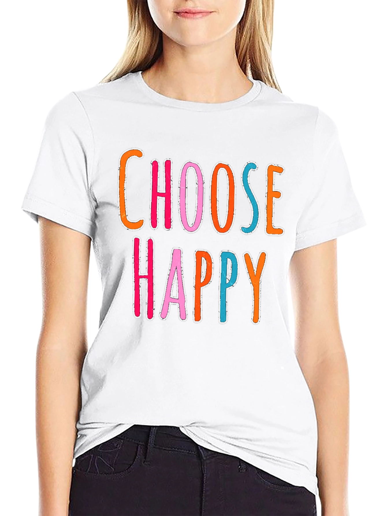 Choose Happy Graphic Tee - Black Casual Shirt