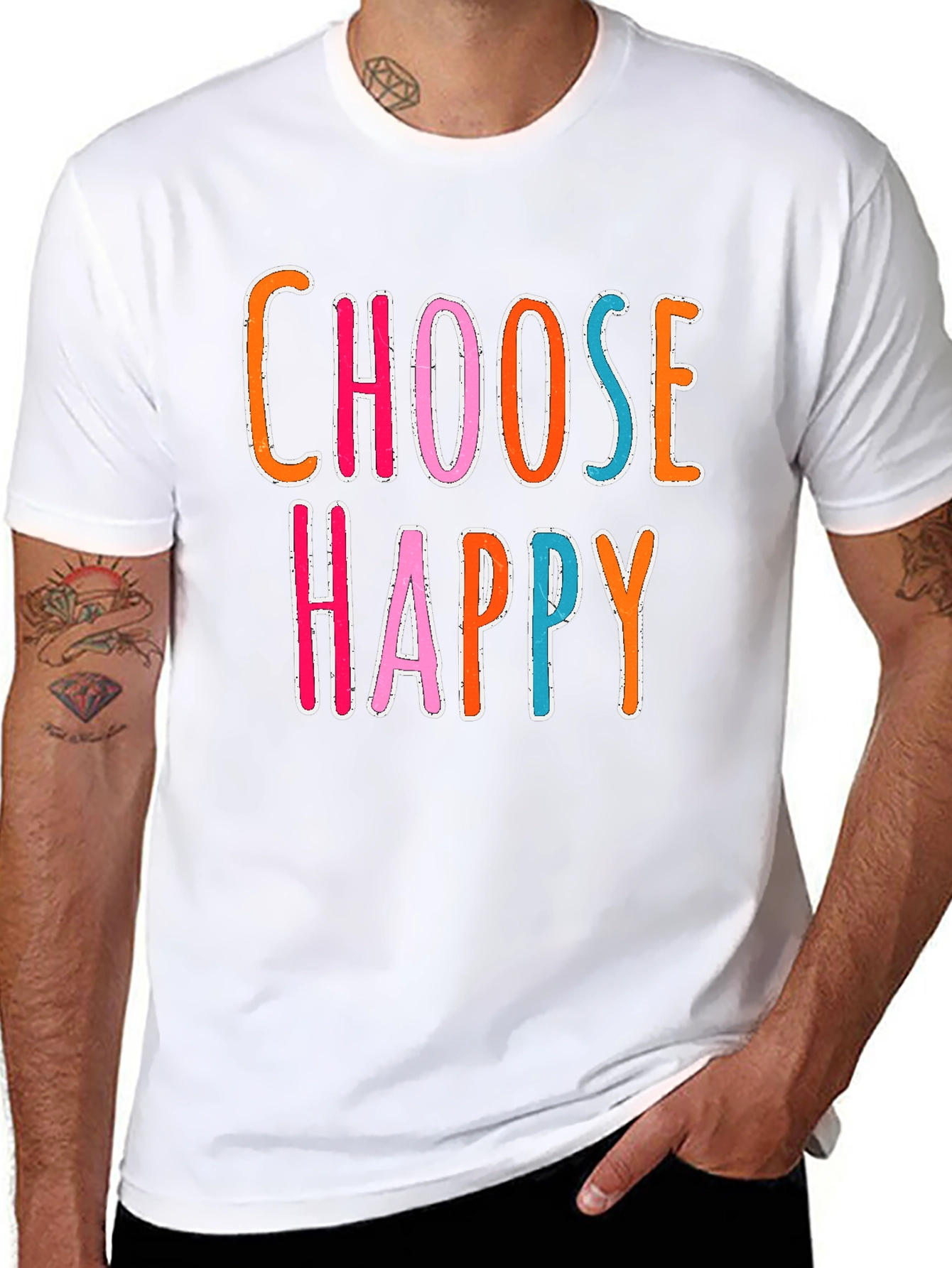 Choose Happy Graphic Tee - Black Casual Shirt