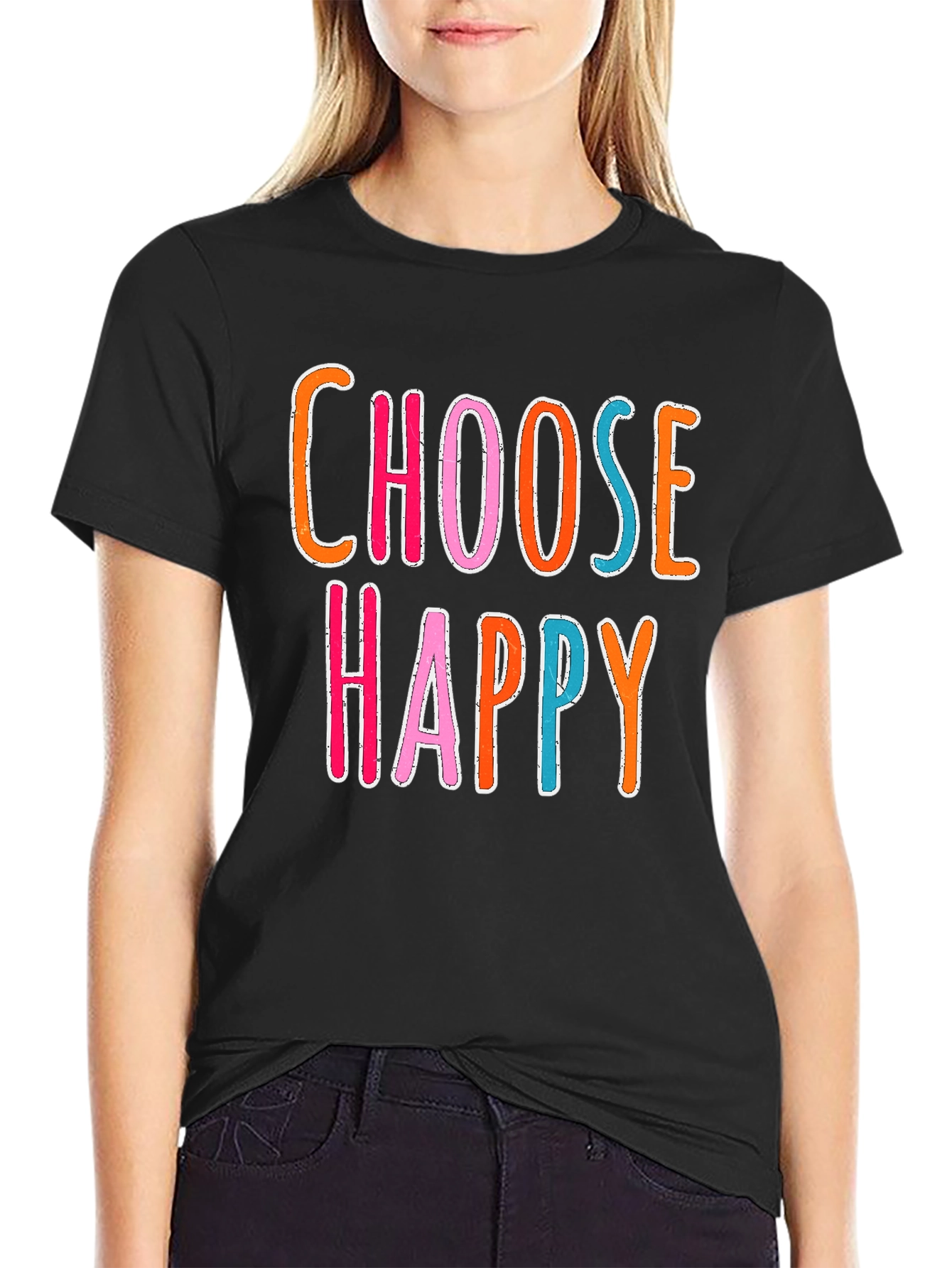 Choose Happy Graphic Tee - Black Casual Shirt