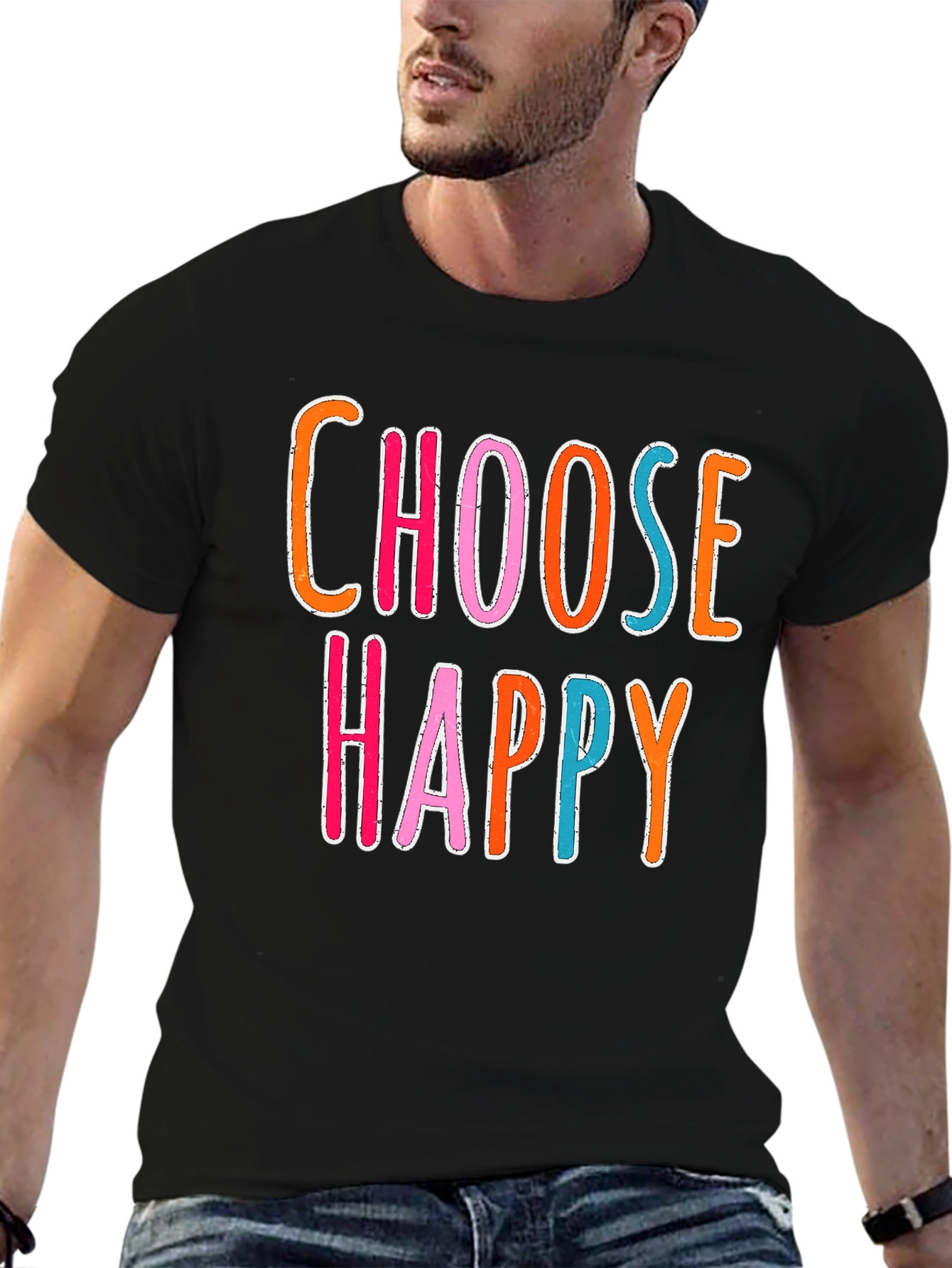 Choose Happy Graphic Tee - Black Casual Shirt