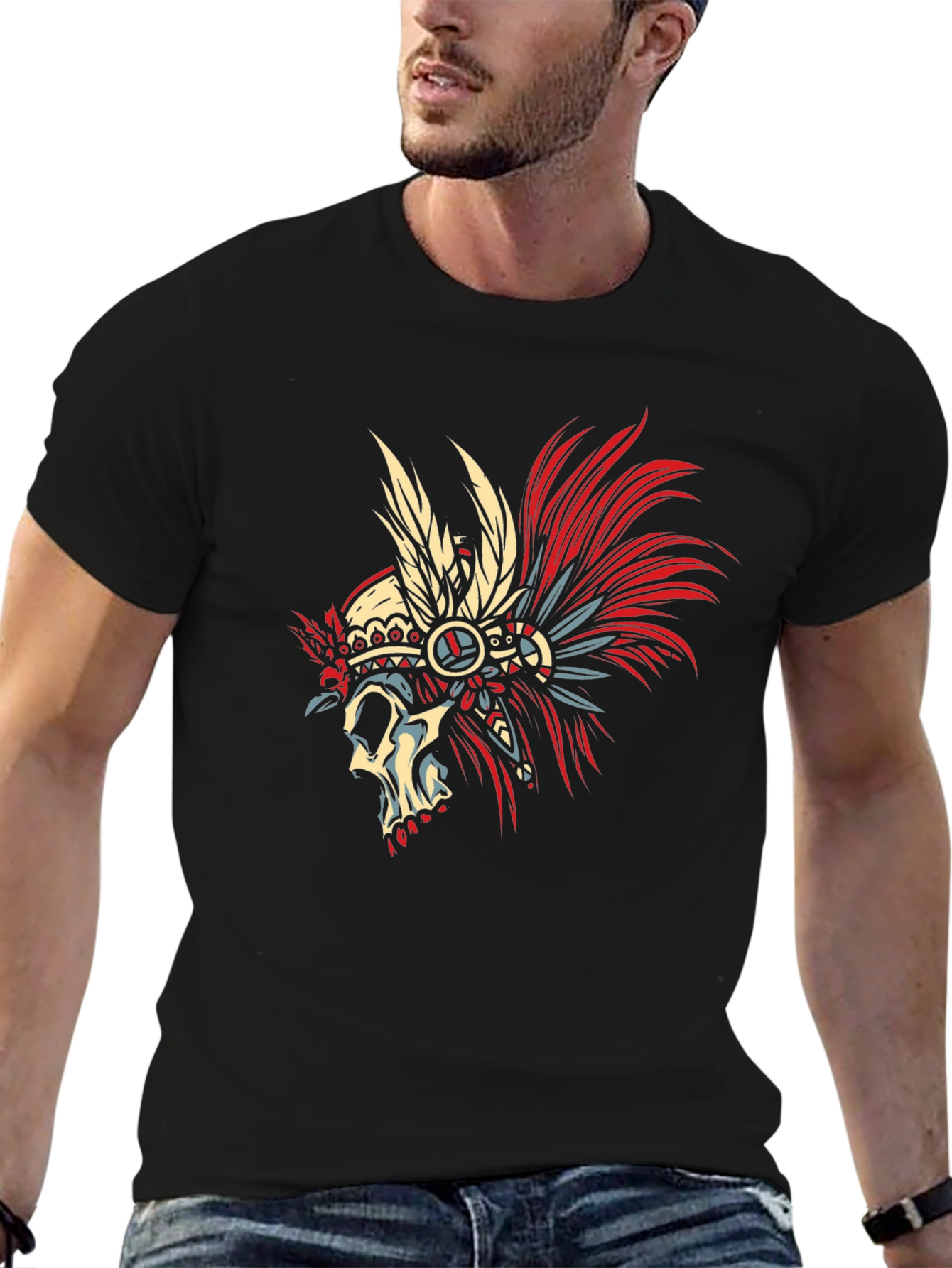 Skull Chief Black T-Shirt - Unique Graphic Tee