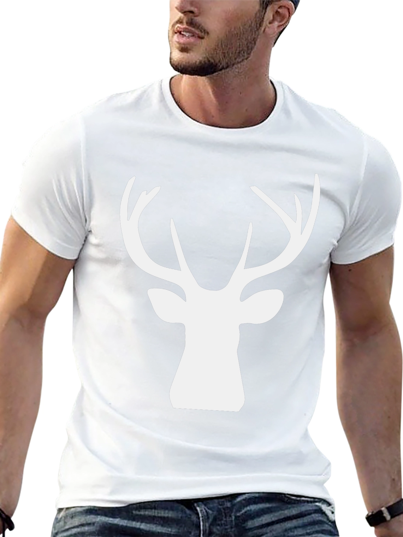 Deer Head Graphic Tee - Black