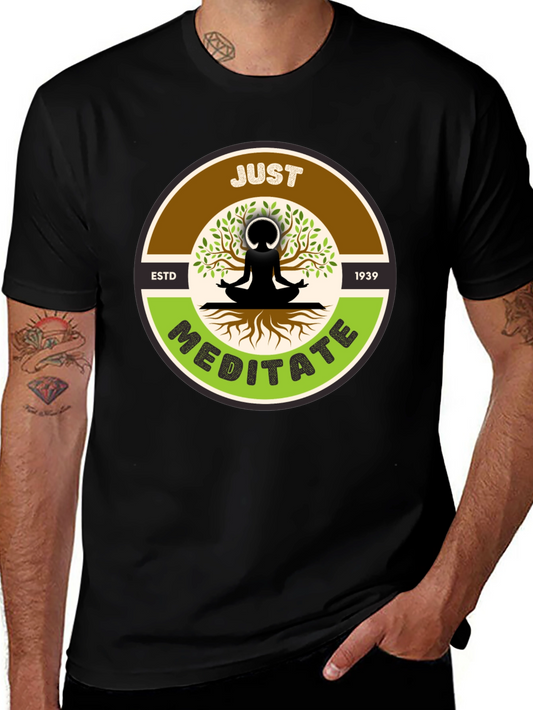Just Meditate T-Shirt - Black Yoga Inspired Tee