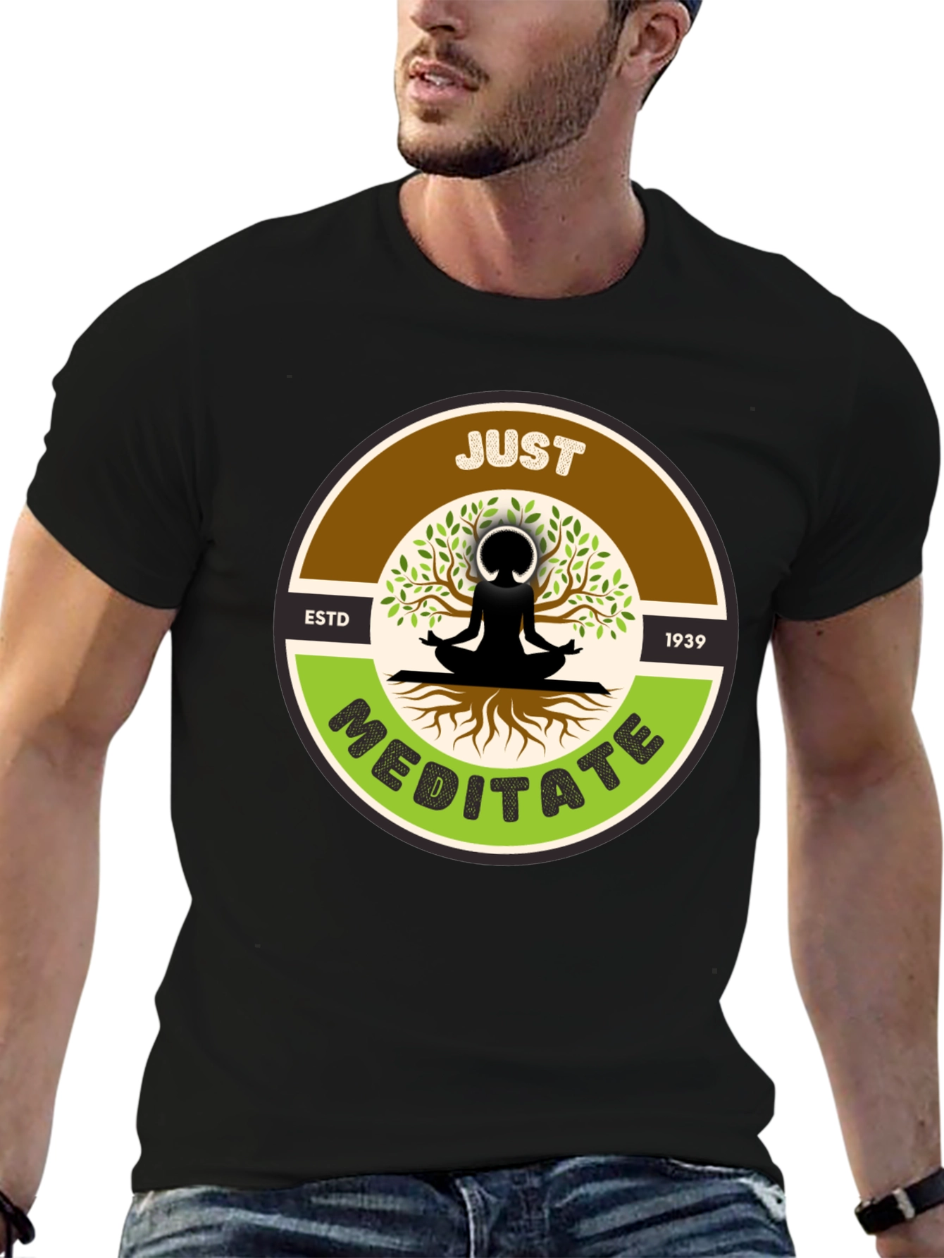 Just Meditate T-Shirt - Black Yoga Inspired Tee