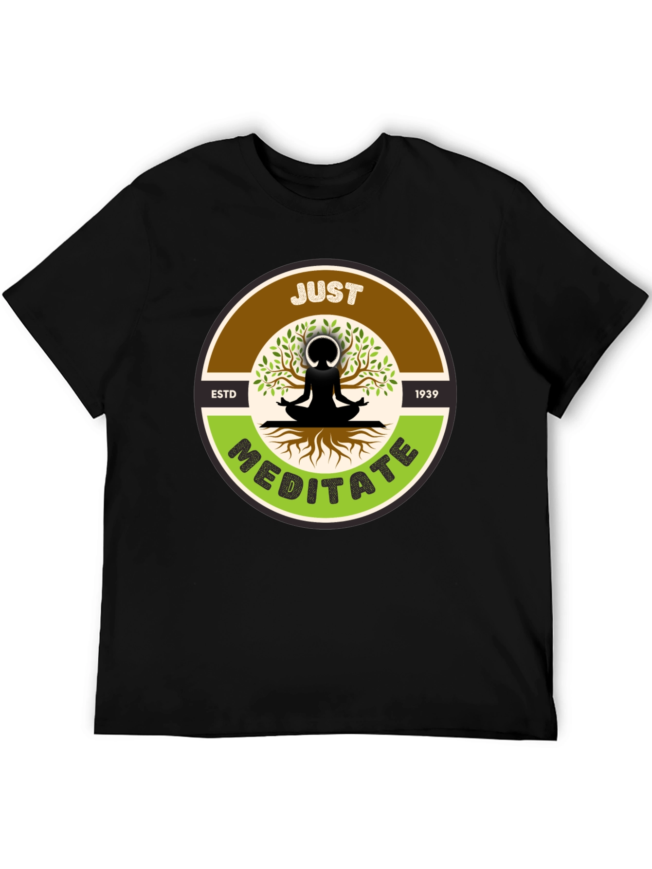 Just Meditate T-Shirt - Black Yoga Inspired Tee