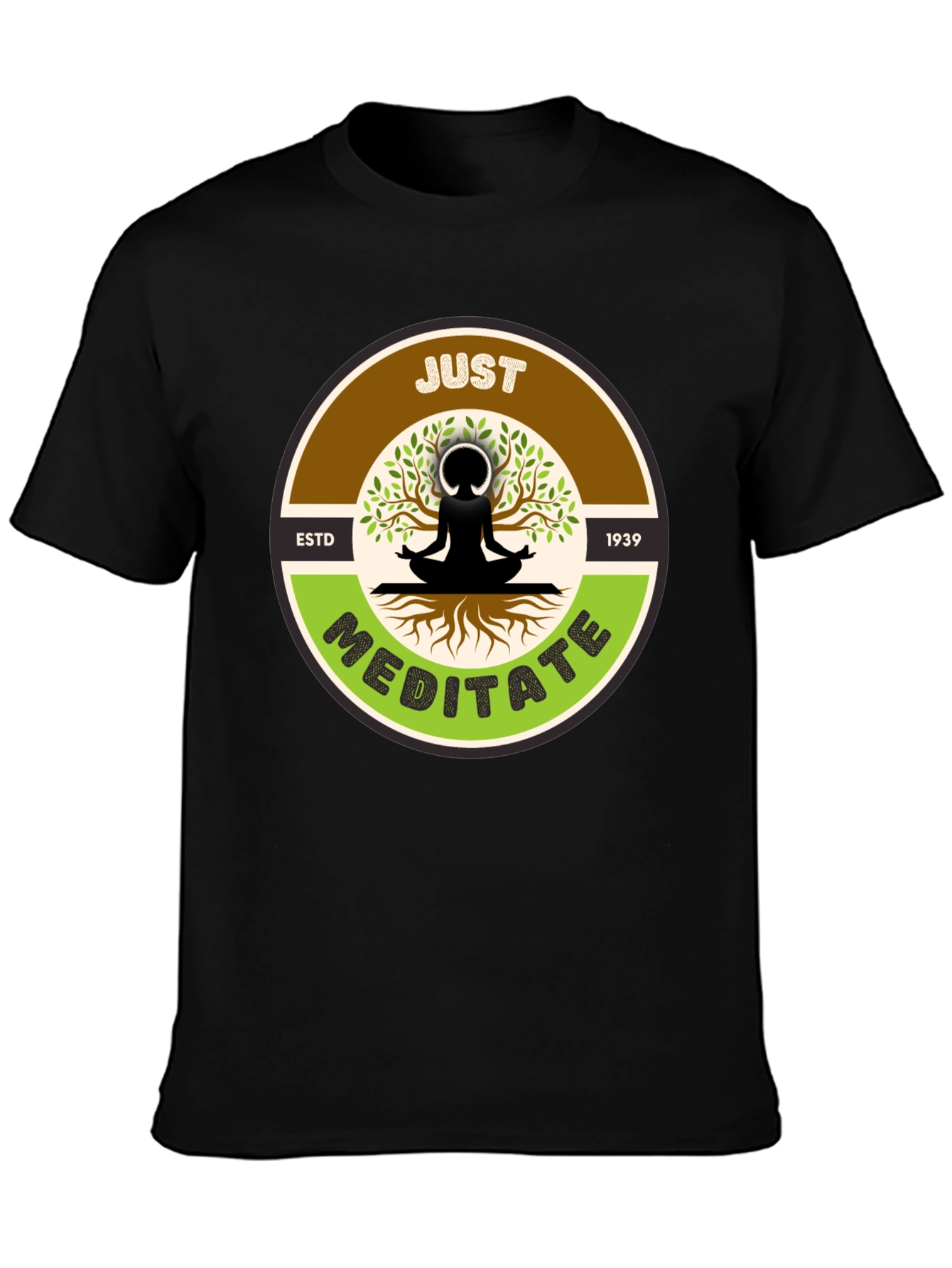 Just Meditate T-Shirt - Black Yoga Inspired Tee