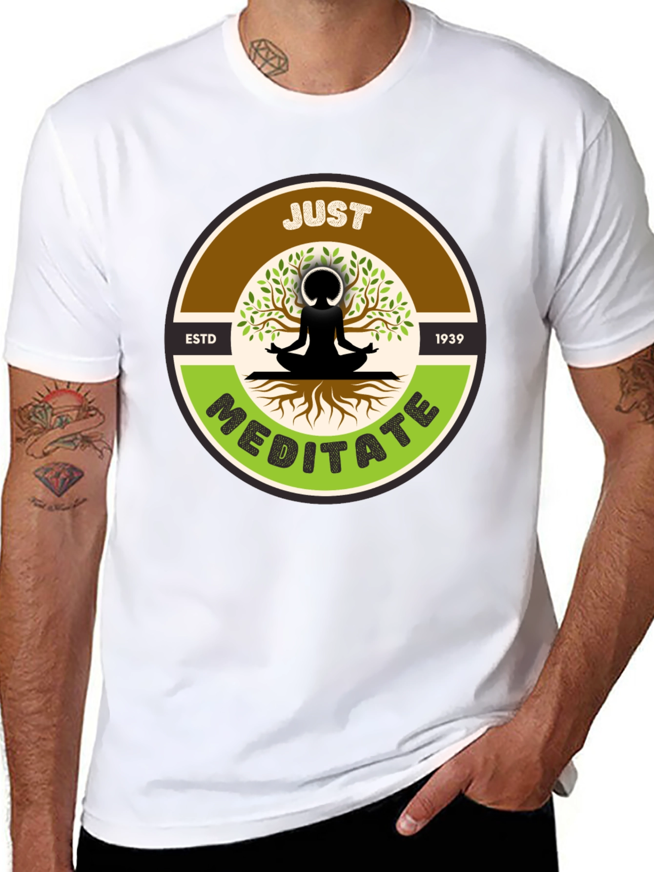 Just Meditate T-Shirt - Black Yoga Inspired Tee