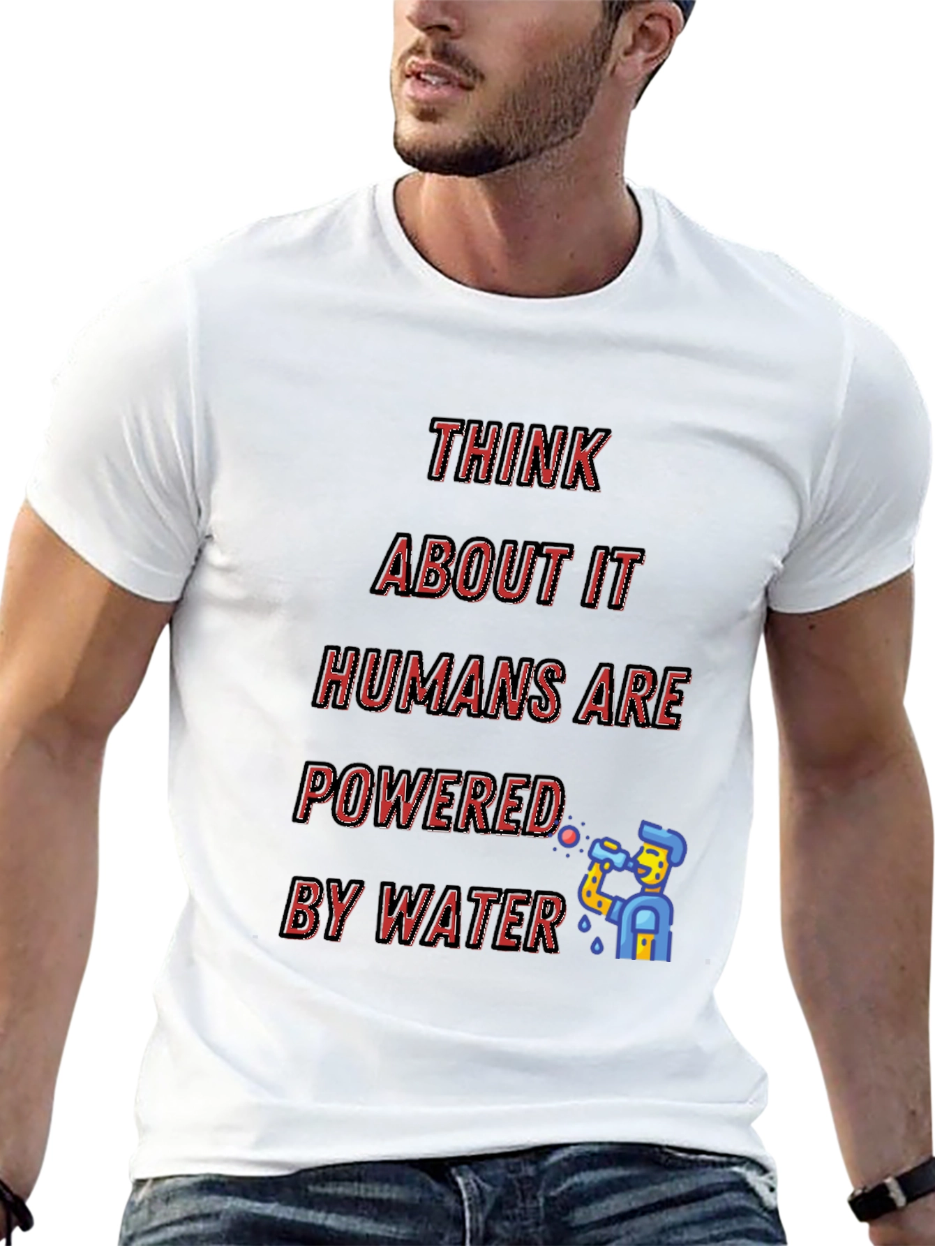 Humorous Powered by Water Graphic Tee