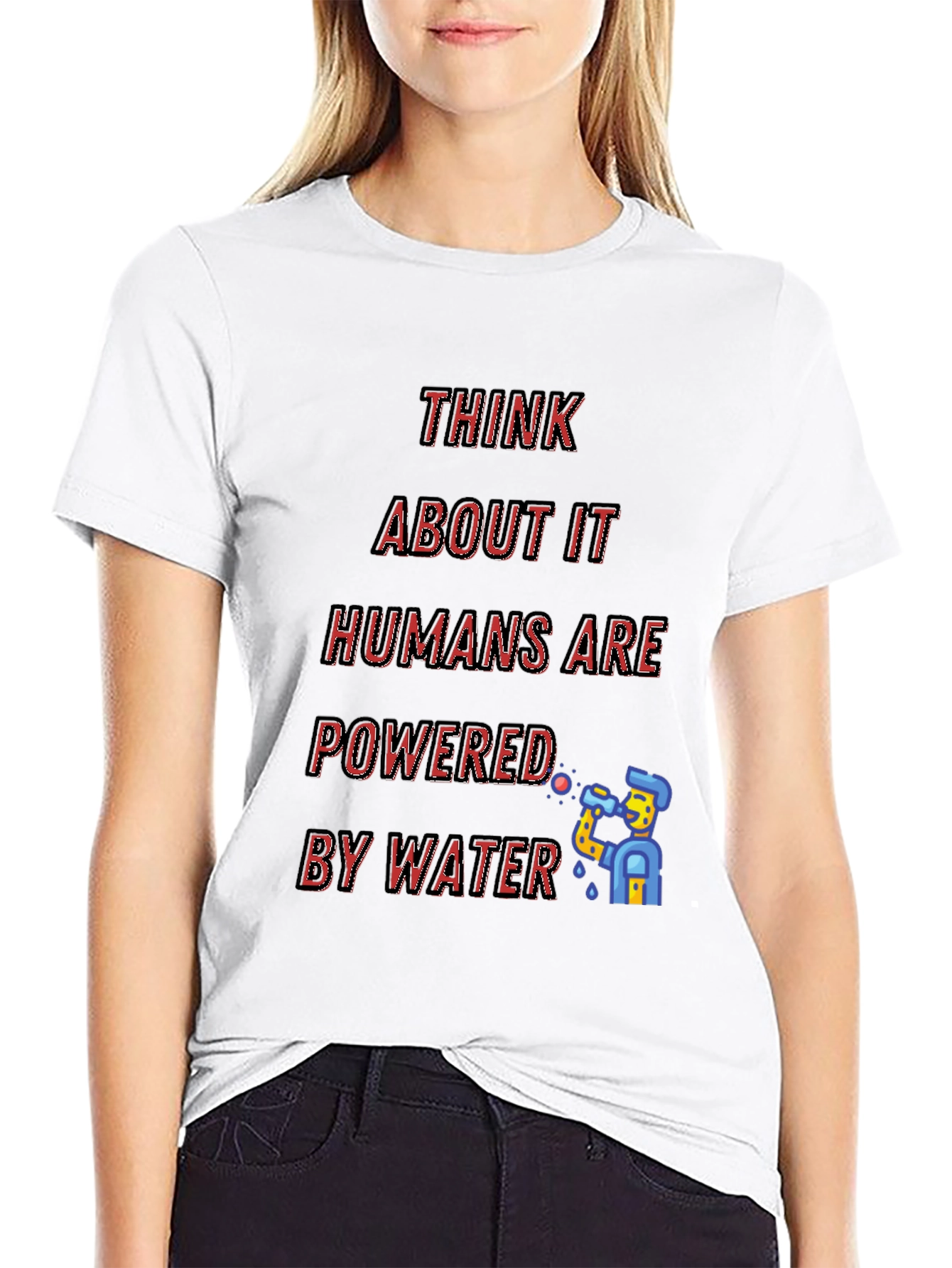 Humorous Powered by Water Graphic Tee