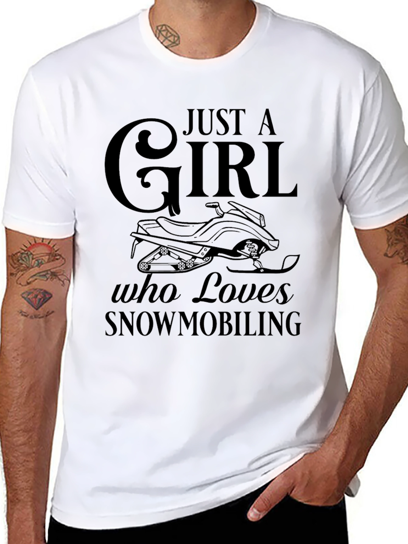 Just a Girl Who Loves Snowmobiling Black T-Shirt