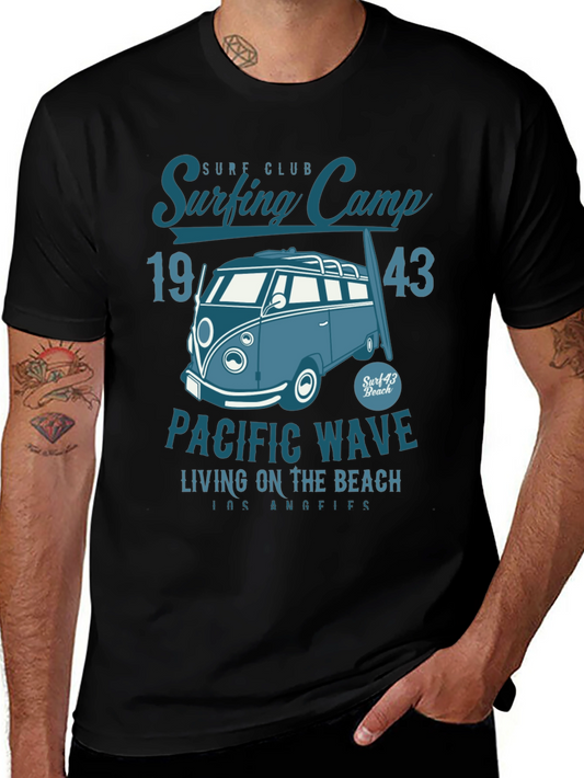 Vintage Surf Camp T-Shirt - Pacific Wave Design