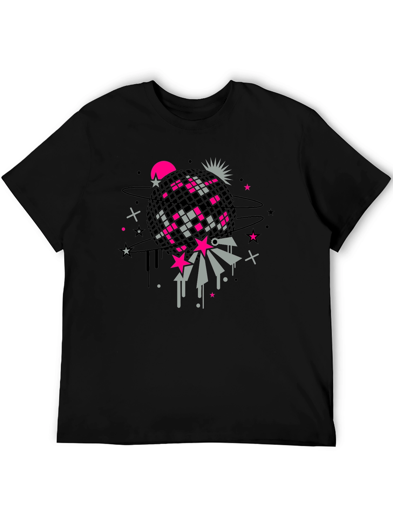 Retro Disco Ball Graphic Tee - Black