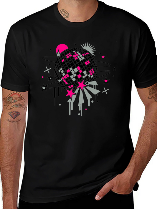 Retro Disco Ball Graphic Tee - Black